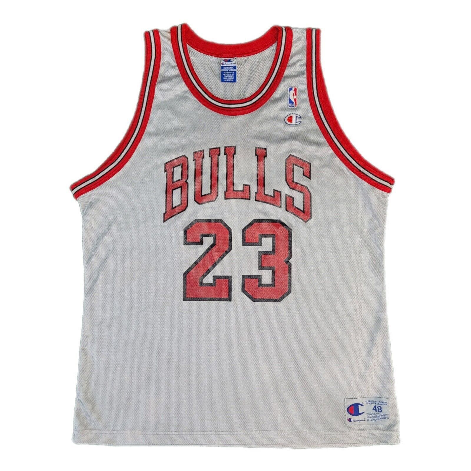 image of Champion Michael Jordan Jersey Silver Chicago Bulls, Men's (Size XL)