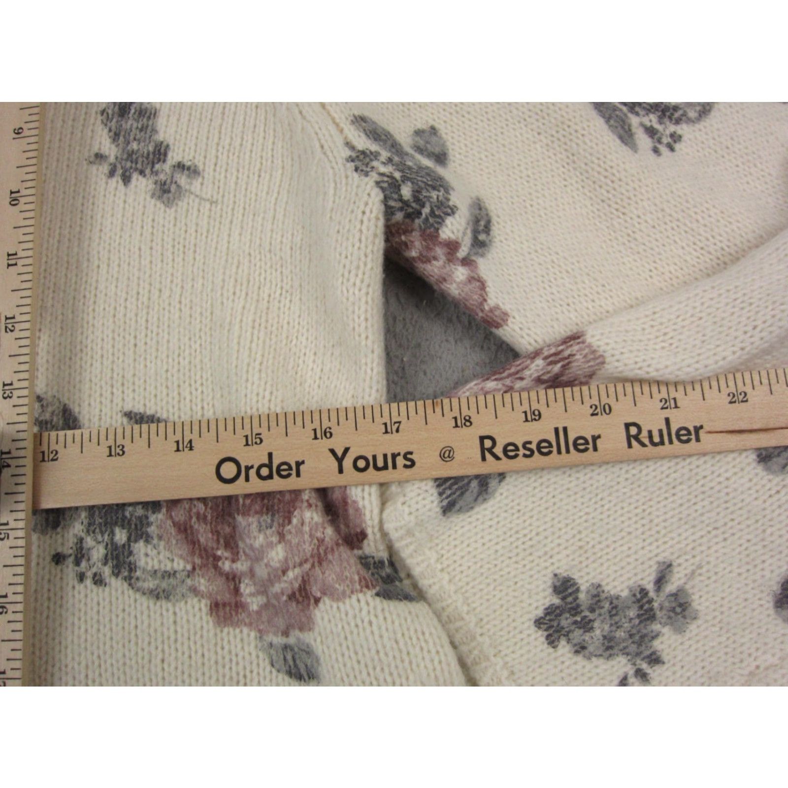 Lucky Brand Lucky Brand Sweater Womens M Pullover Crew Neck Knit Floral Beige Cotton City Classic Winter Autumn Size M / US 6-8 / IT 42-44 - 7 Thumbnail