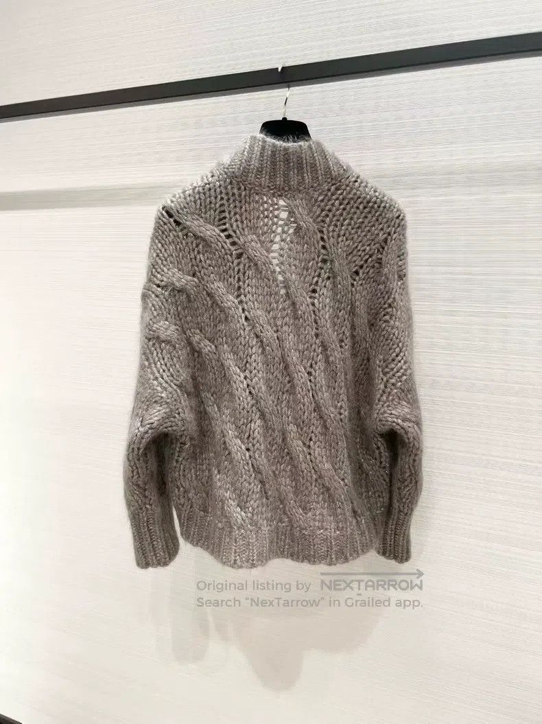 Brunello Cucinelli Brunello Cucinelli Brown cable knitted cardigan Size S / US 4 / IT 40 - 2 Thumbnail