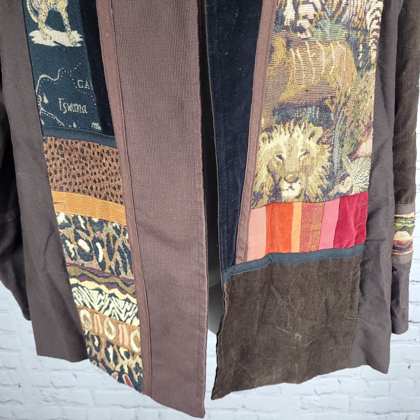 Vintage VTG Solveig Cape Town Brown Safari Animals Open Lined Jacket South Africa Small Size S / US 4 / IT 40 - 7 Thumbnail