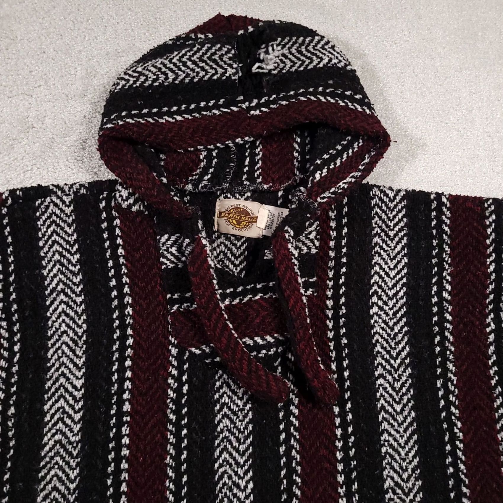 Vintage VINTAGE Earth Ragz Shirt Mens XL Black Baja Hoodie Heavy Sweatshirt Jacket Adult White Stripe Woven Size US XL / EU 56 / 4 - 3 Thumbnail