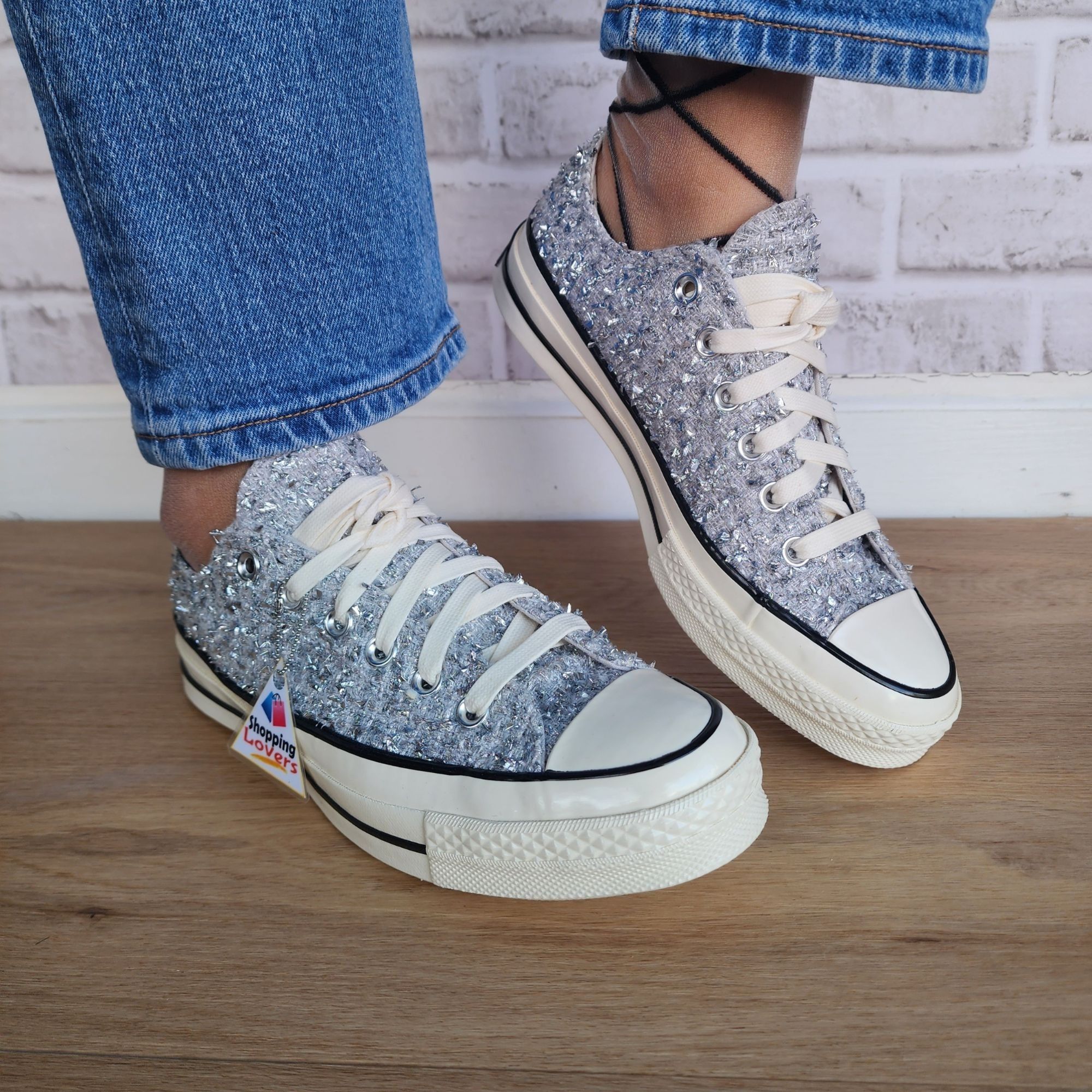 ⭐Converse Chuck 70 Metallic Tweed Low Sz 5.5 Men\'s Shoes Sneaker Silver A14443C Converse ⭐Converse Chuck 70 Metallic Tweed Low Size 7 Men main image 2