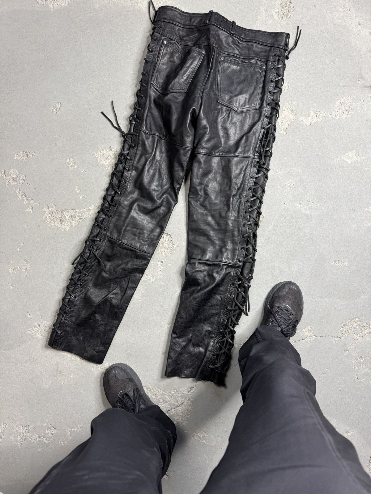 Genuine Leather × Hein Gericke × Vintage Vintage Hein Gericke Faded Leather Travis Scott Style Pants Size US 38 / EU 54 - 2 Thumbnail