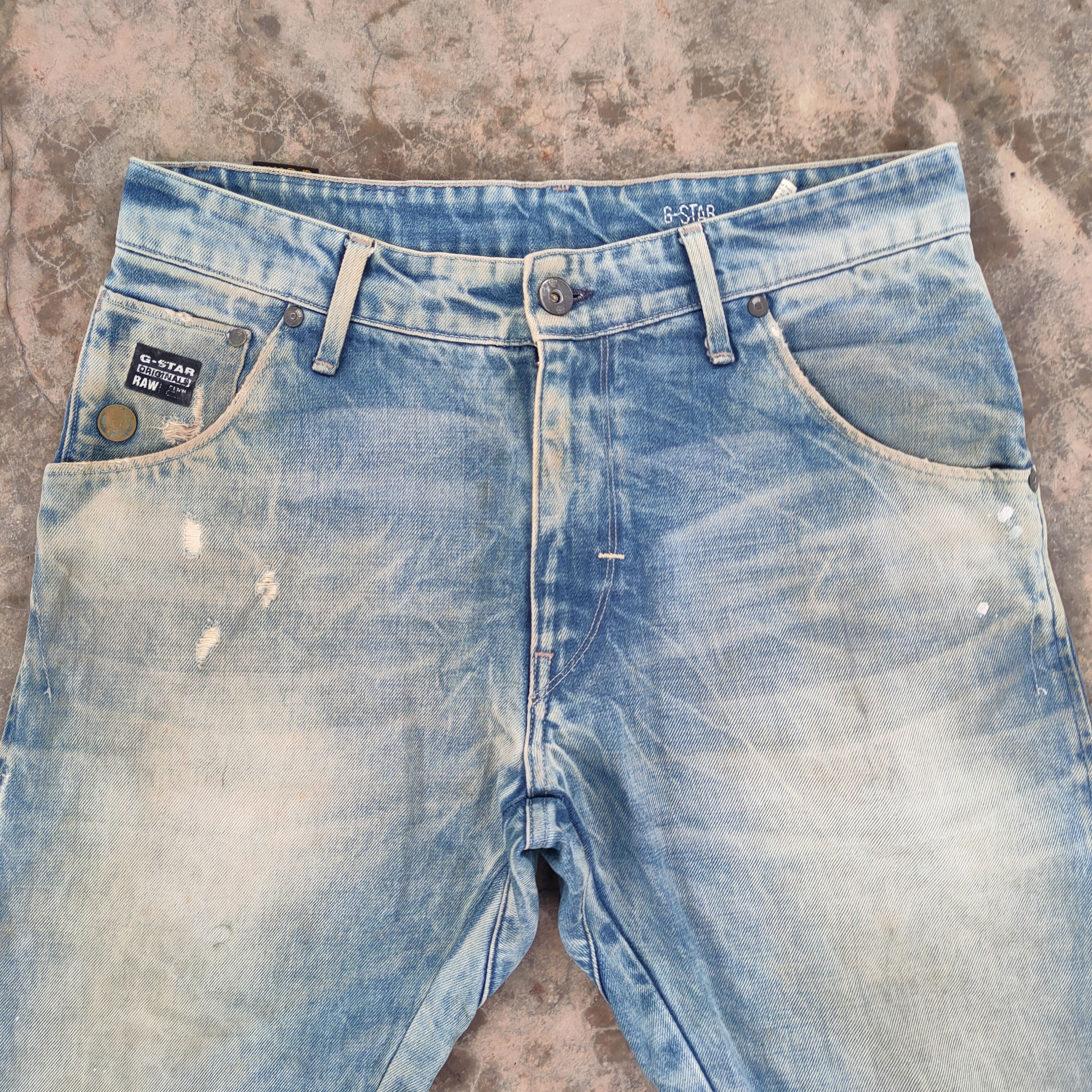 VTG GSTAR RAW FADED RUSTY MUD WASH DENIM JEANS PANTS