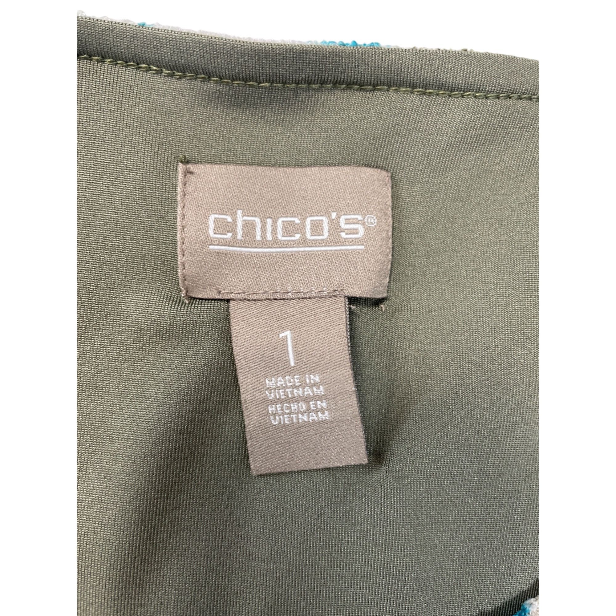 Chicos Chicos Womens Paisley Bell Sleeve Top Size 1 Green/Turquoise Size XS / US 0-2 / IT 36-38 - 6 Thumbnail