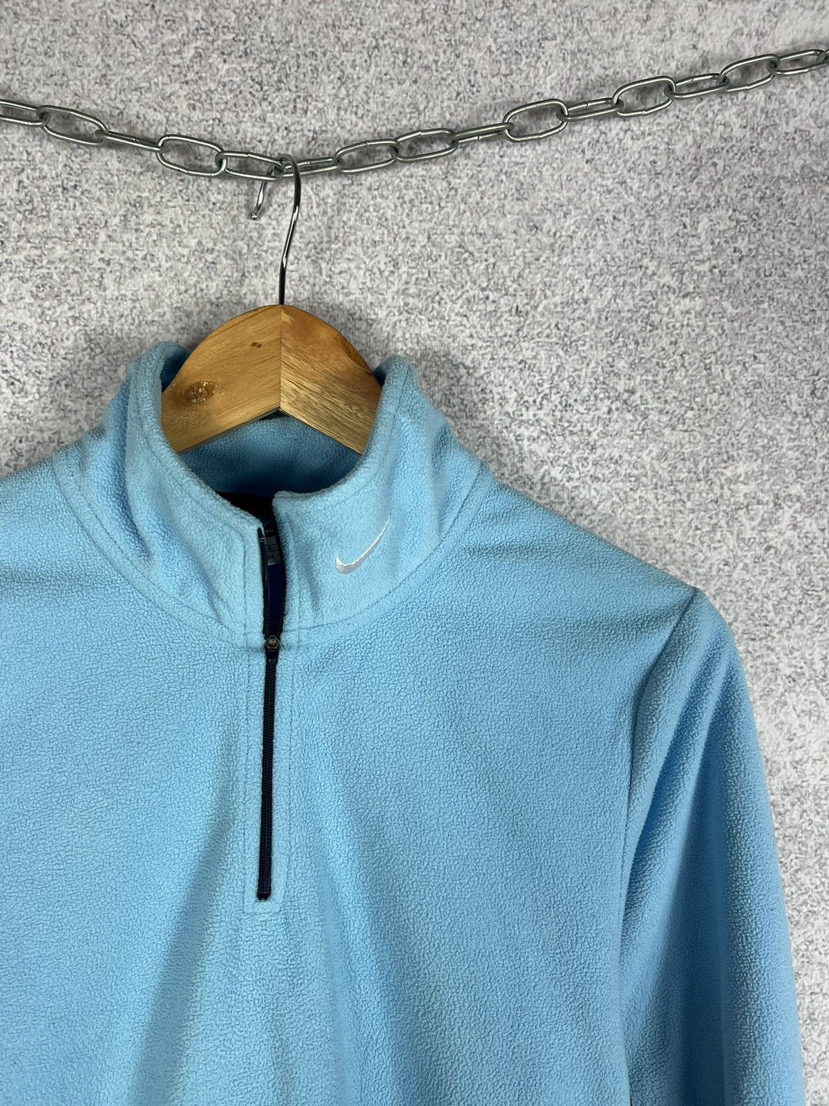 Nike Vintage Nike Small Swoosh Baby Blue Fleece Sweatshirt Size M / US 6-8 / IT 42-44 - 2 Thumbnail