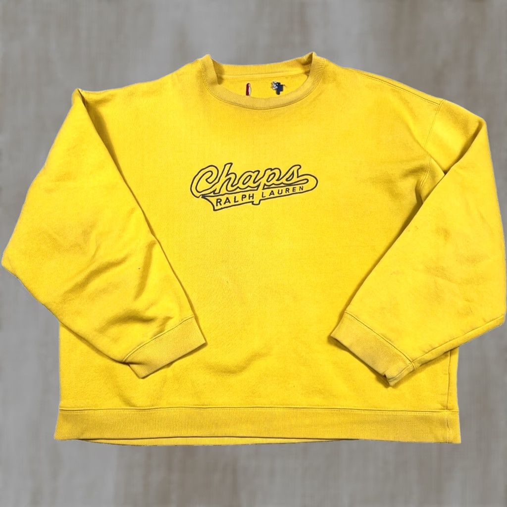 Chaps VINTAGE Chaps Ralph Lauren Sweatshirt Men 2XL Yellow Script 90s Grunge Pullover Crew Neck Long Sleeve Cardigan? Size US XXL / EU 58 / 5 - 1 Thumbnail