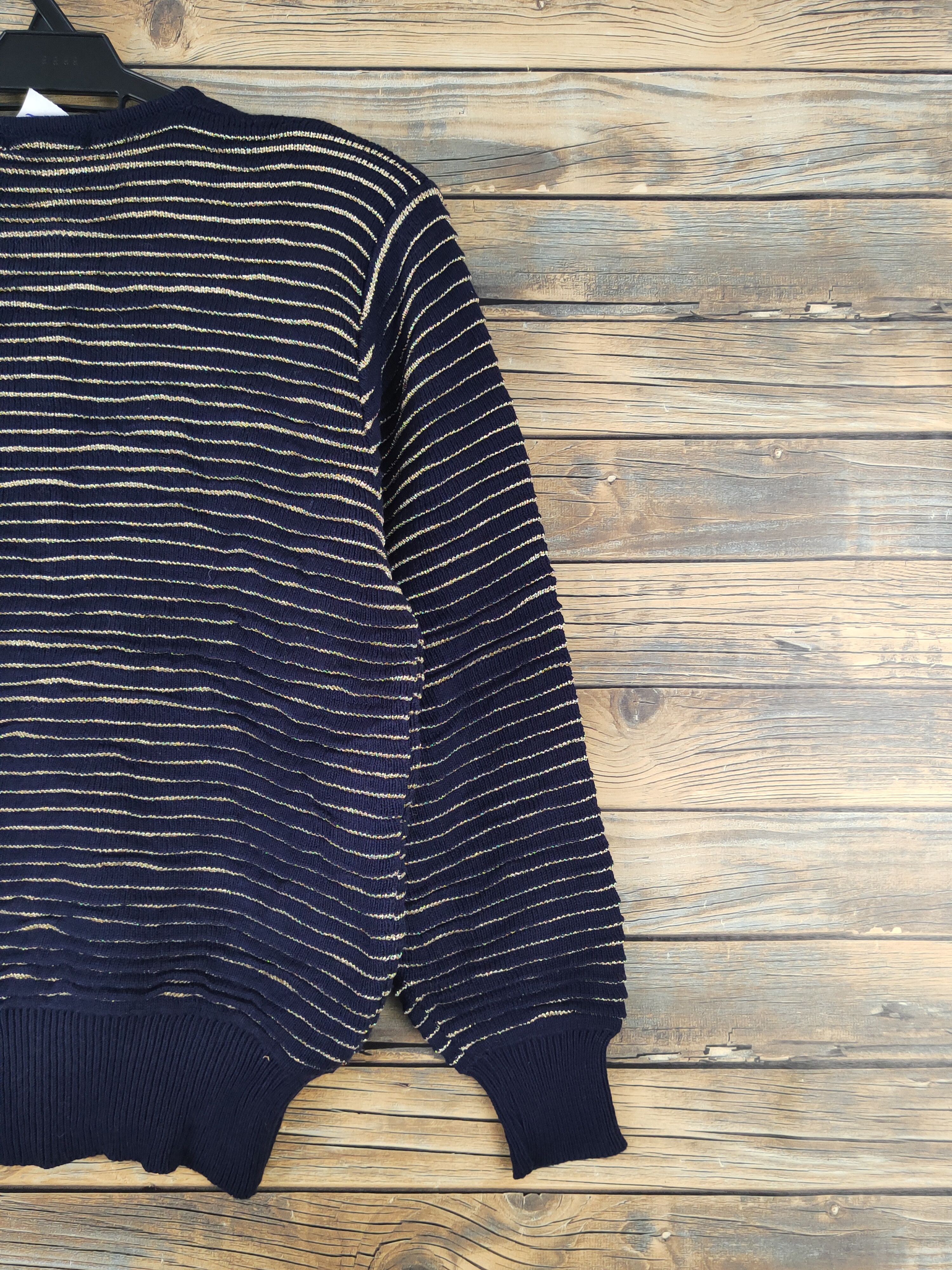 Vintage Bell House Navy stripe Knitwear Cardigan #W1812 Size S / US 4 / IT 40 - 9 Thumbnail