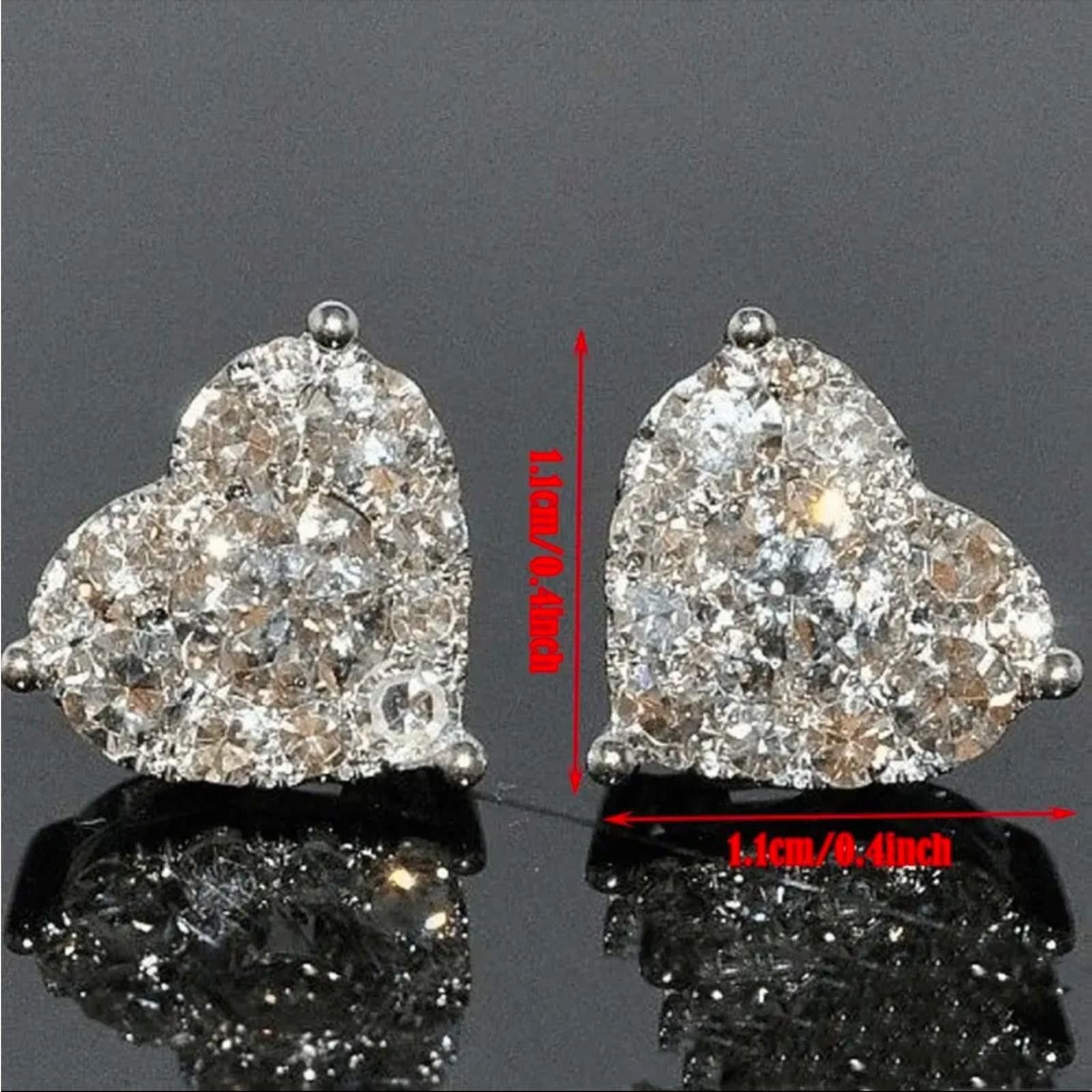 Designer Heart Shape Crystal CZ Stud Earrings NWT Size ONE SIZE - 5 Thumbnail