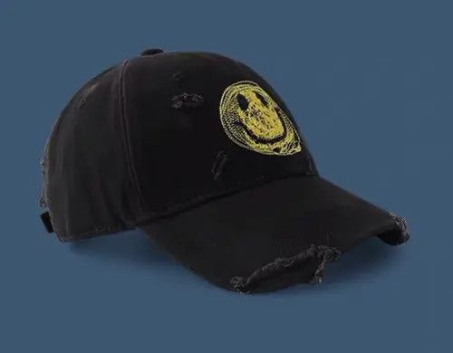 Other Utility grunge smiley face distressed ripped cap Size ONE SIZE - 2 Thumbnail
