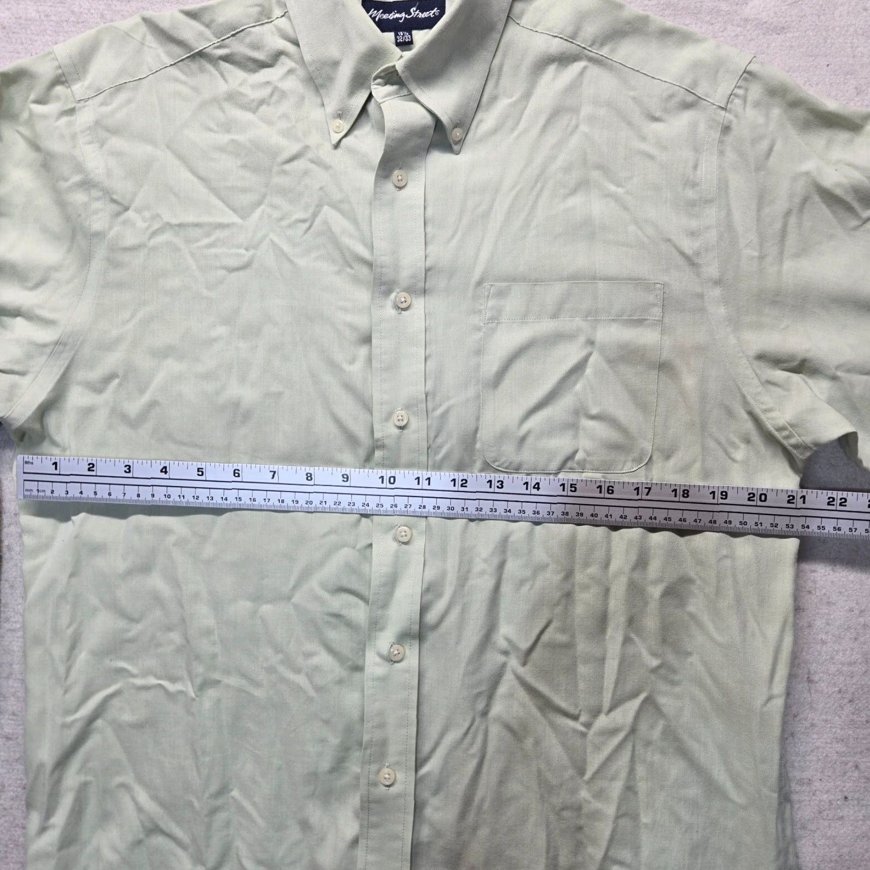 Vintage Meeting Street Shirt Adult Men 15.5 32/33 Button-Down Green Long Sleeve Solid Cotton Blend Dress Shirt Mens Size US M / EU 48-50 / 2 - 4 Thumbnail