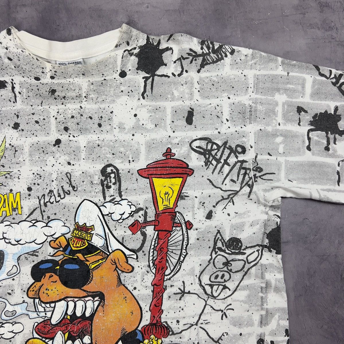 Vintage Rare! Vintage Amsterdam Drugs Tee Big Logo Overprint 90s Size US XL / EU 56 / 4 - 6 Thumbnail