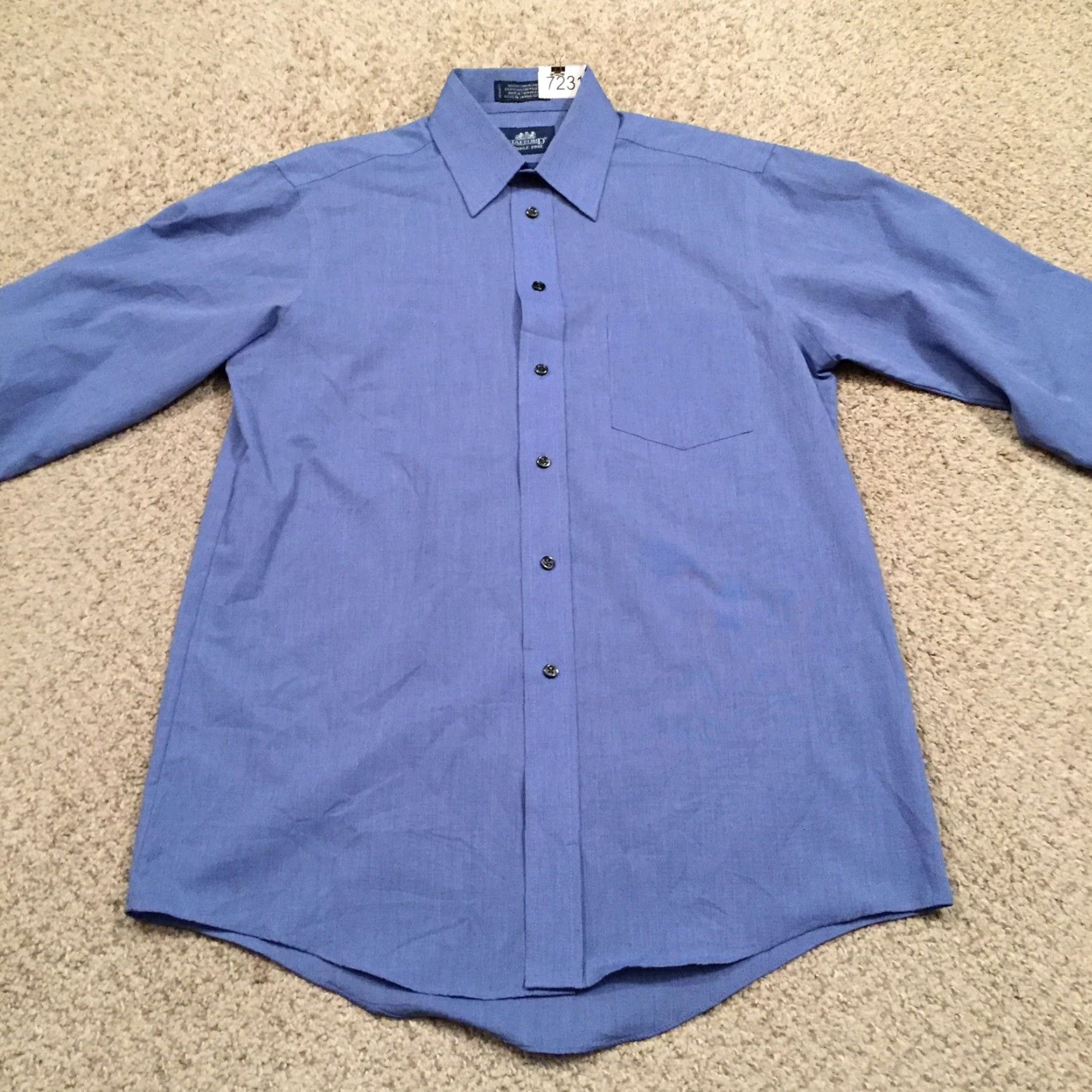 Stafford Stafford Mens Shirt 15 Solid Blue Long Sleeve Button Up Shirt Size US M / EU 48-50 / 2 - 5 Thumbnail