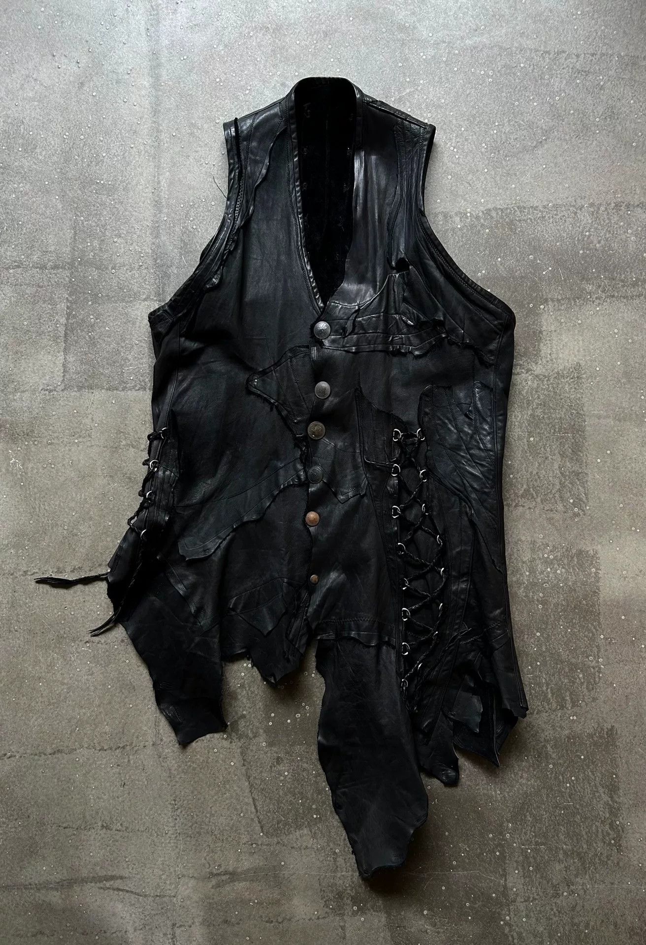 NN07 Black Drawstring Leather Vest Size US M / EU 48-50 / 2 - 1 Thumbnail