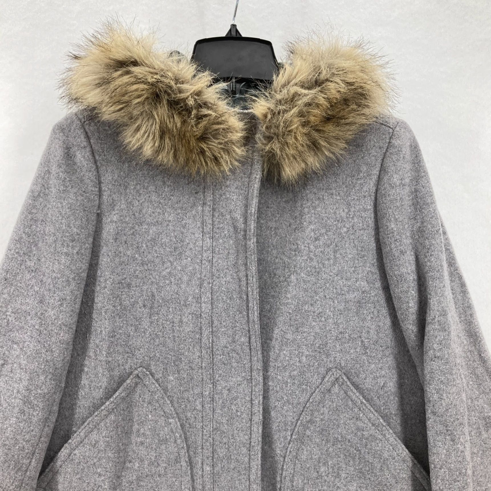 J.Crew J.Crew Vail Parka Jacket Women's 4 Gray Wool Blend Faux Fur Trim Hooded Full Zip Size S / US 4 / IT 40 - 2 Thumbnail