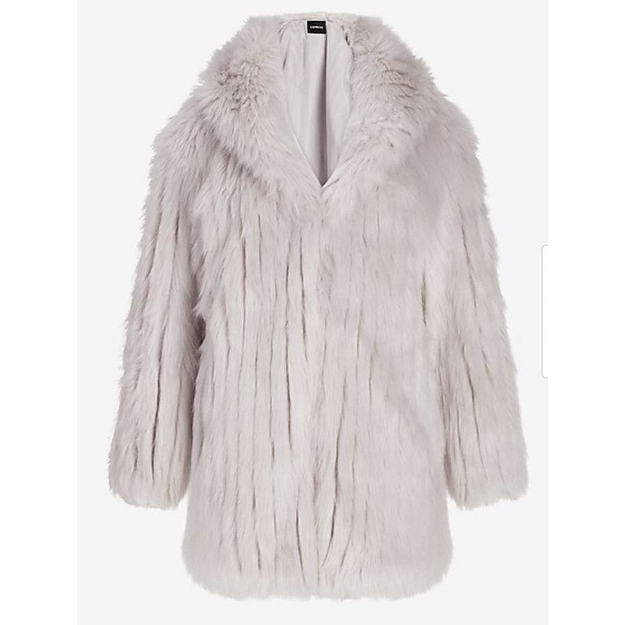 image of Express Oversized Faux Fur Jacket Coat Size Large NWT in White, Women's