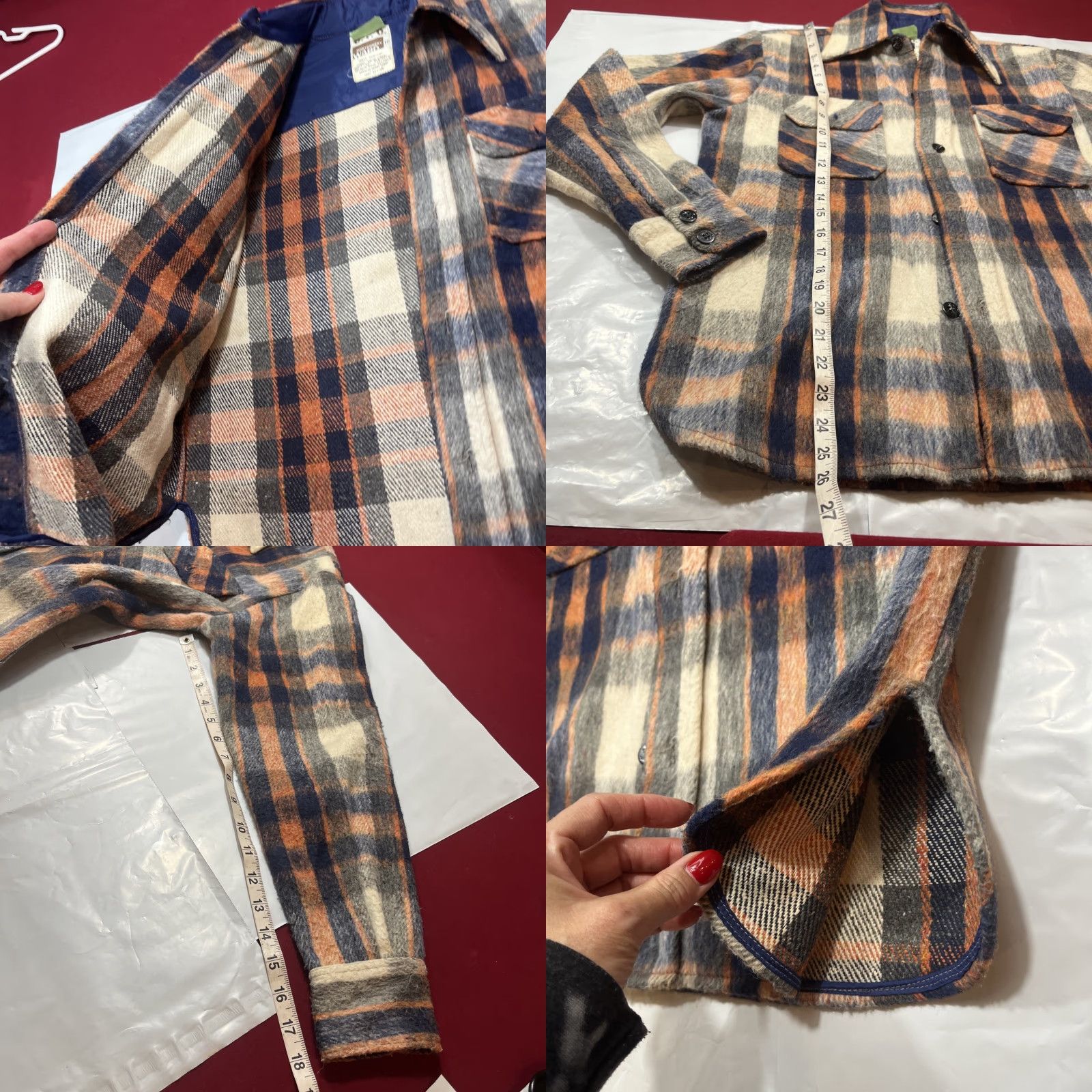 Vintage VINTAGE Montgomery Ward CPO Shirt Jacket Blue Plaid Wool Linen Flannel Size US S / EU 44-46 / 1 - 9 Thumbnail