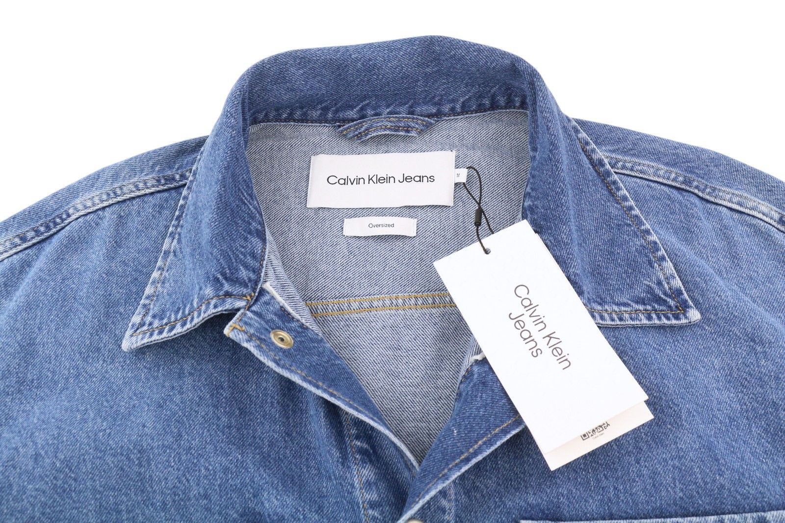 M Denim Blue Trucker Oversized Snap Buttons Jacket 85023