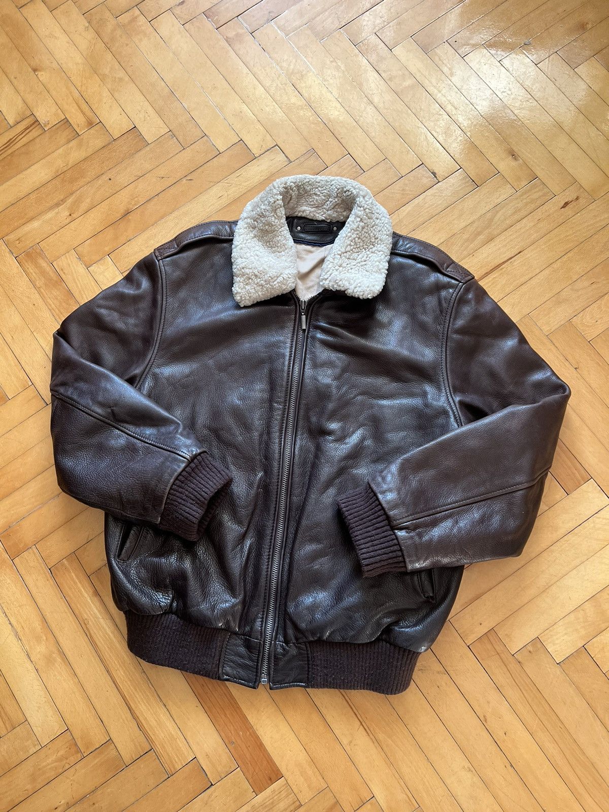 Vintage Leather Flight Pilot Bomber Jacket Avirex style