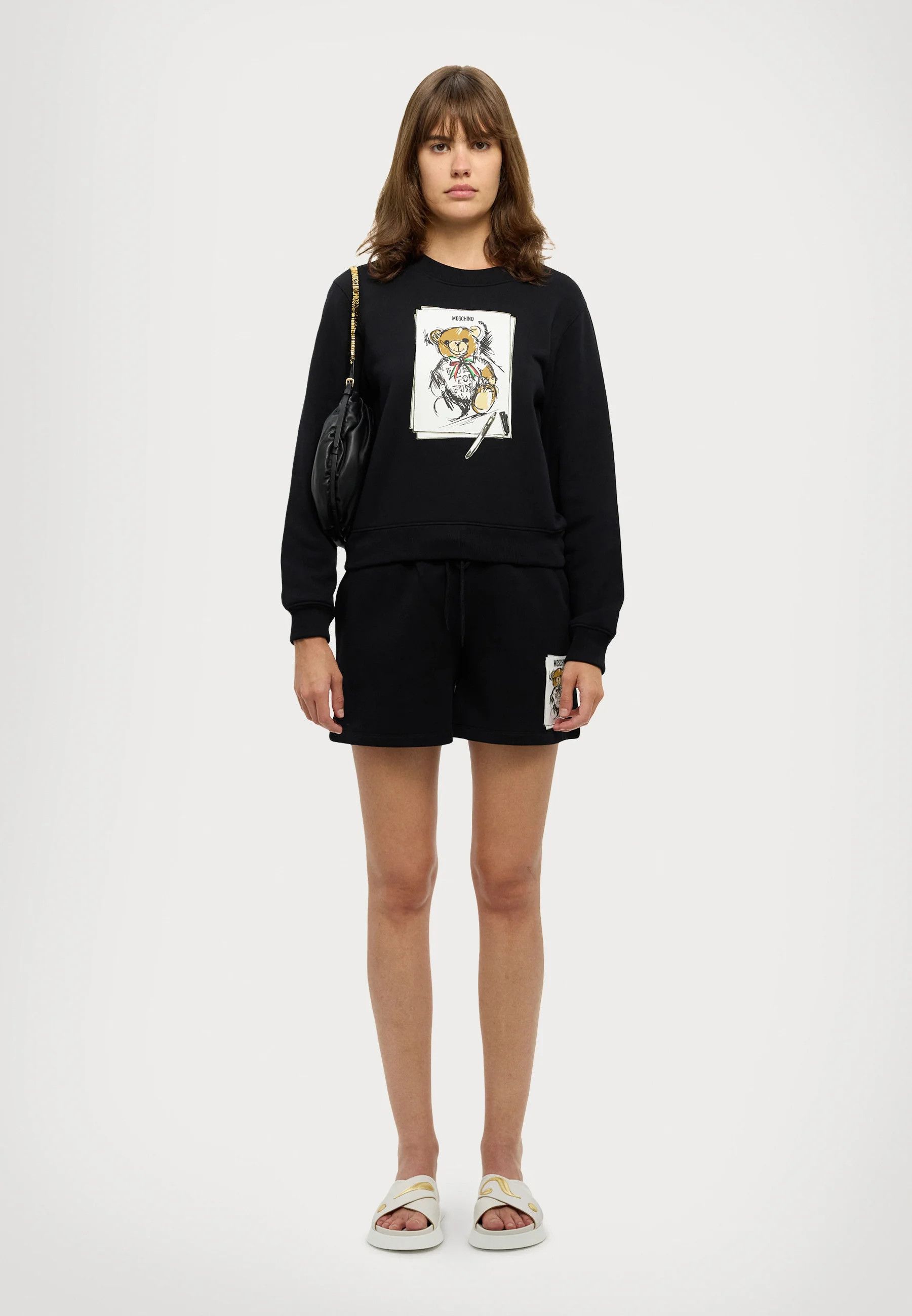 o1s22i1n0824 Teddy Bear Sports Shorts in Black