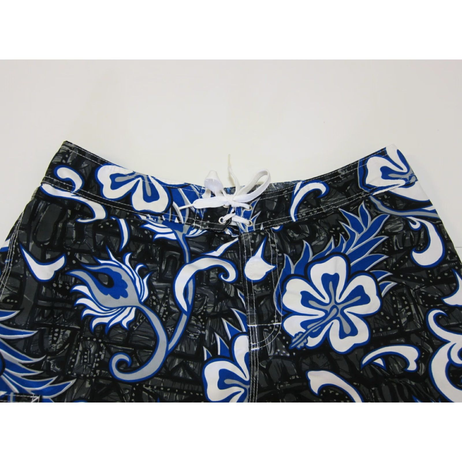 Quiksilver Quiksilver Board Shorts Men Size L Blue Black White Floral Hawaiian Surf Swim Bottom Size US 33 - 6 Thumbnail