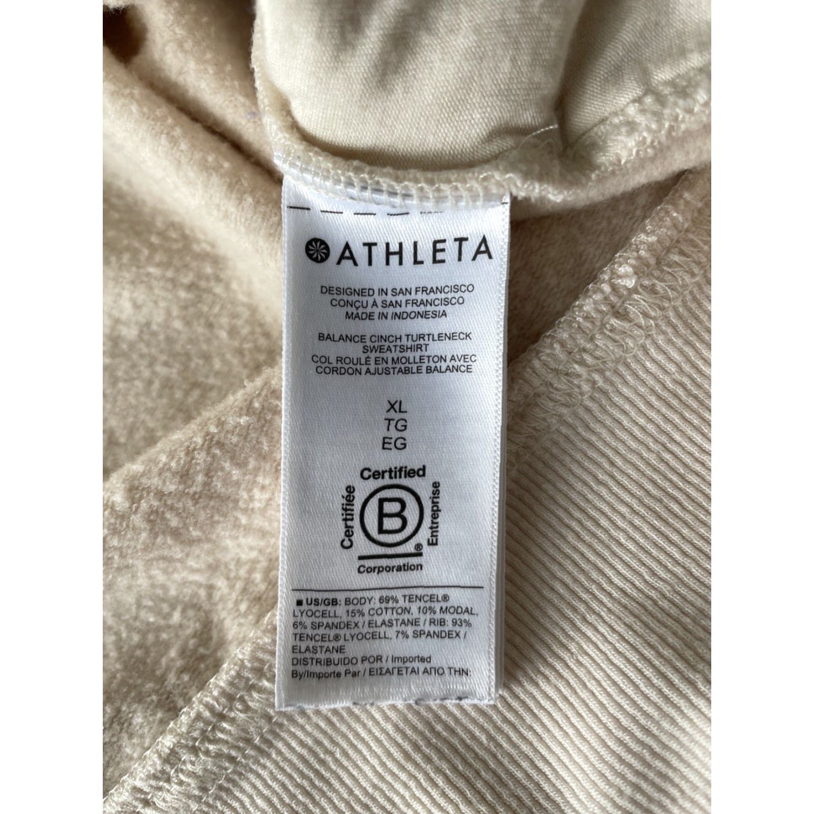 Athleta Athleta Sweatshirt Pullover Long Sleeve Turtleneck Peach Women’s XL Modal Blend Fleece Pocketed Regular Casual Activewear Size XL / US 12-14 / IT 48-50 - 4 Thumbnail