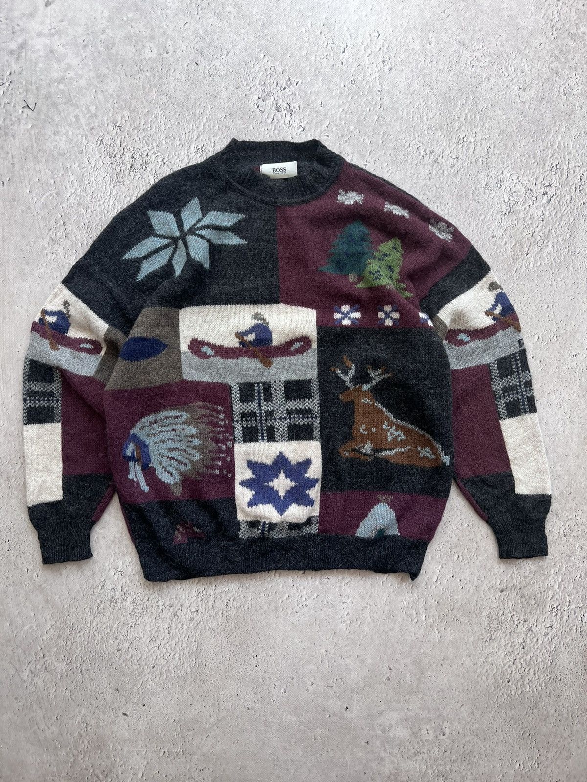 Carlo Colucci × Hugo Boss VINTAGE RARE 80s over print Hugo boss sweater crewneck Size US M / EU 48-50 / 2 - 1 Thumbnail