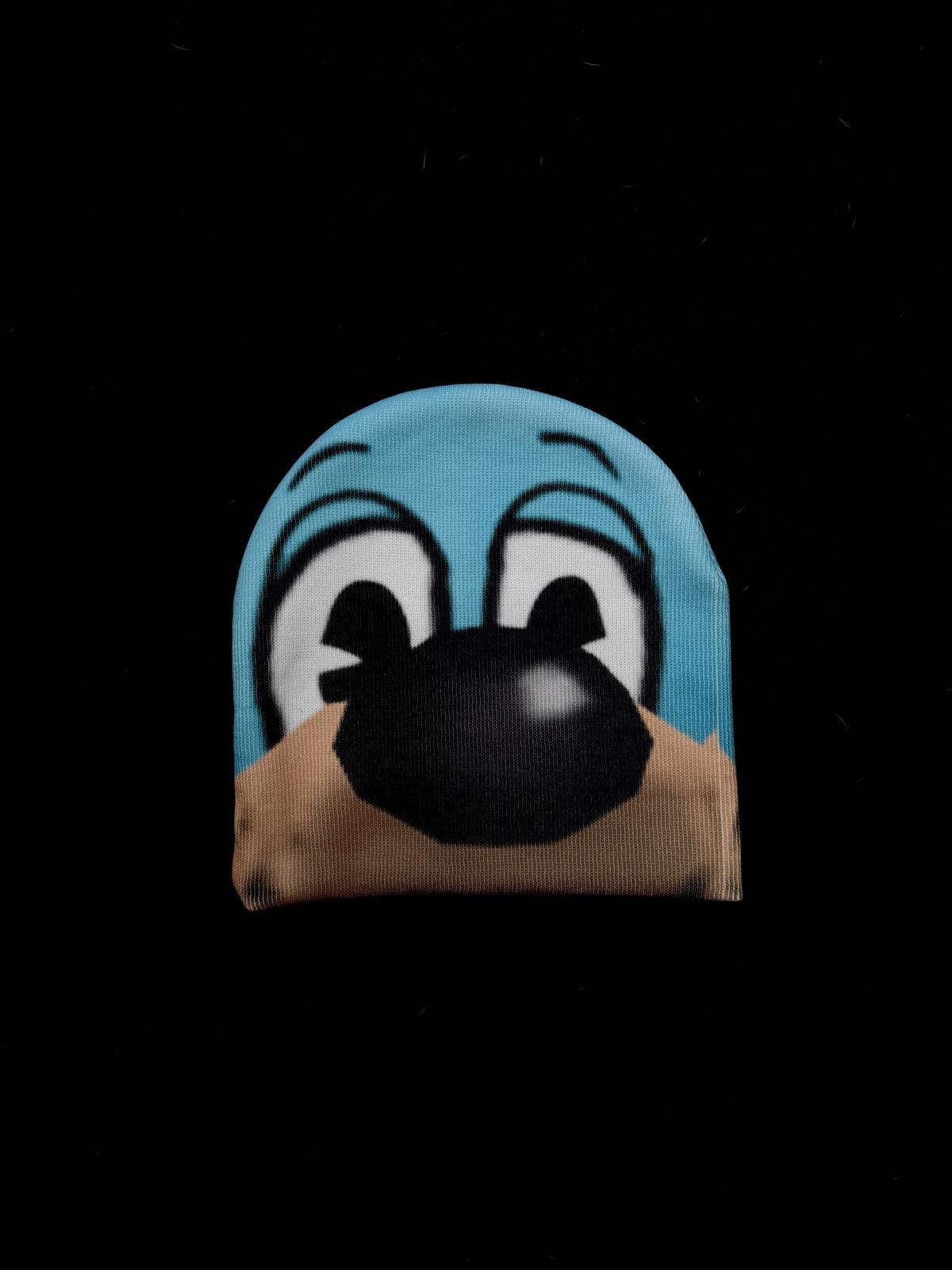 Japanese Brand Y2k Toontown Dogs Graphic No Cuff Knit Beanie Hat Blue OS Size ONE SIZE - 1 Thumbnail