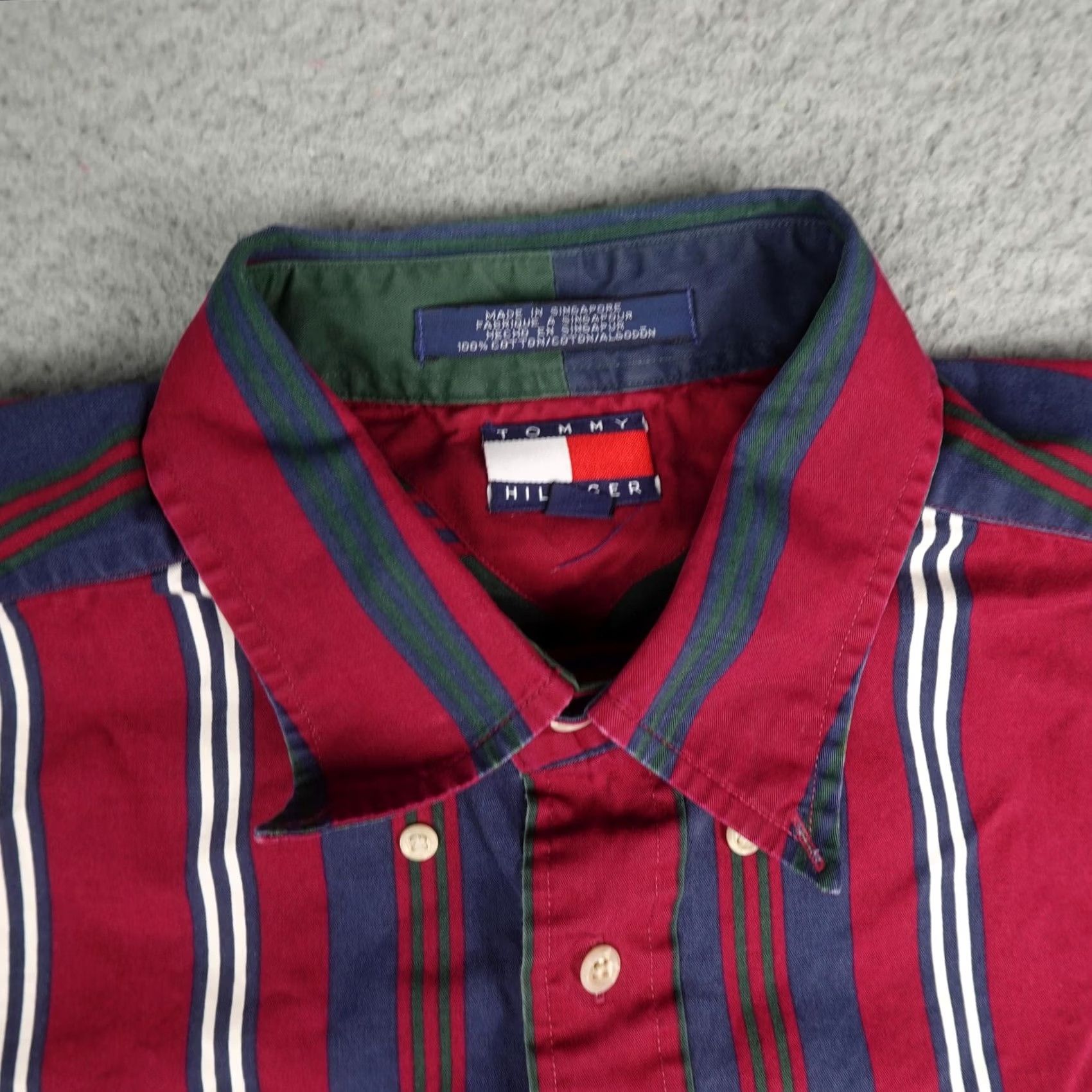 Tommy Hilfiger VINTAGE Tommy Hilfiger Shirt Mens L Stripe Button-Down Long Sleeve Crest 90s Retro Size US L / EU 52-54 / 3 - 4 Thumbnail