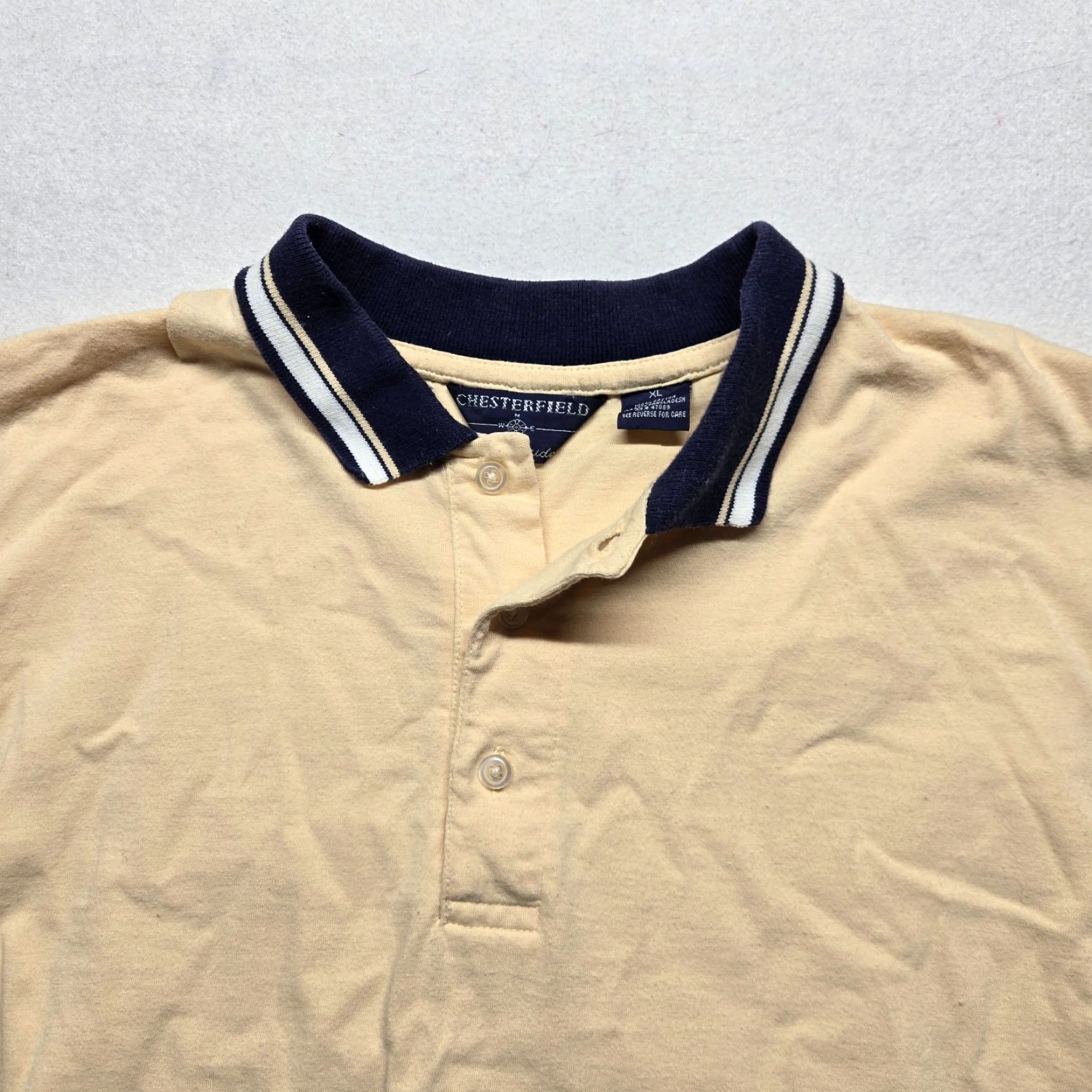 Vintage Chesterfield Polo Shirt Mens XL Yellow Striped Short Sleeve Cotton Polyester Button Collared Golf Casual Shirt Size US XL / EU 56 / 4 - 2 Thumbnail