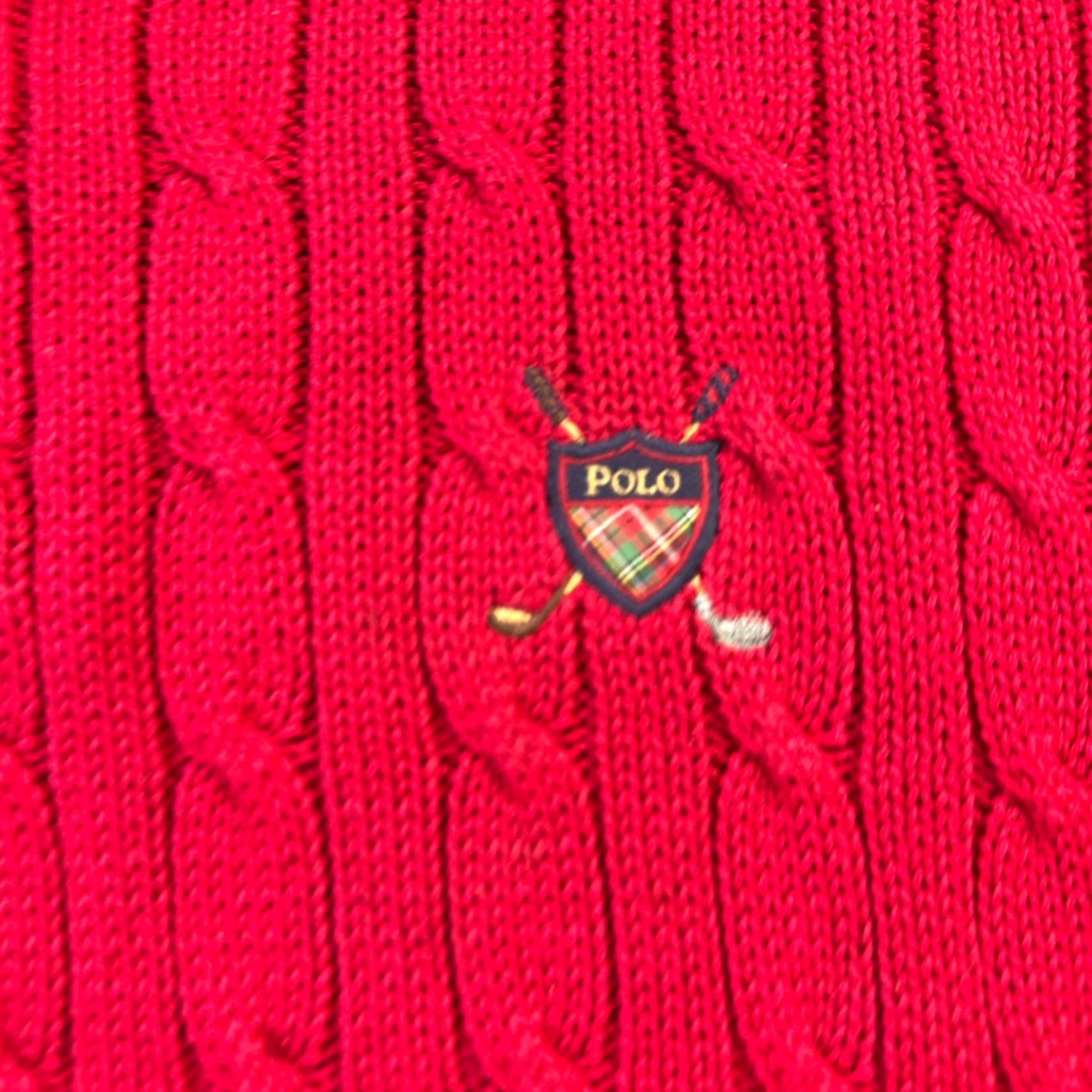 Polo Ralph Lauren Polo Ralph Lauren Sweater Mens XL Red Cable Knit Collared Pullover Size US XL / EU 56 / 4 - 4 Thumbnail