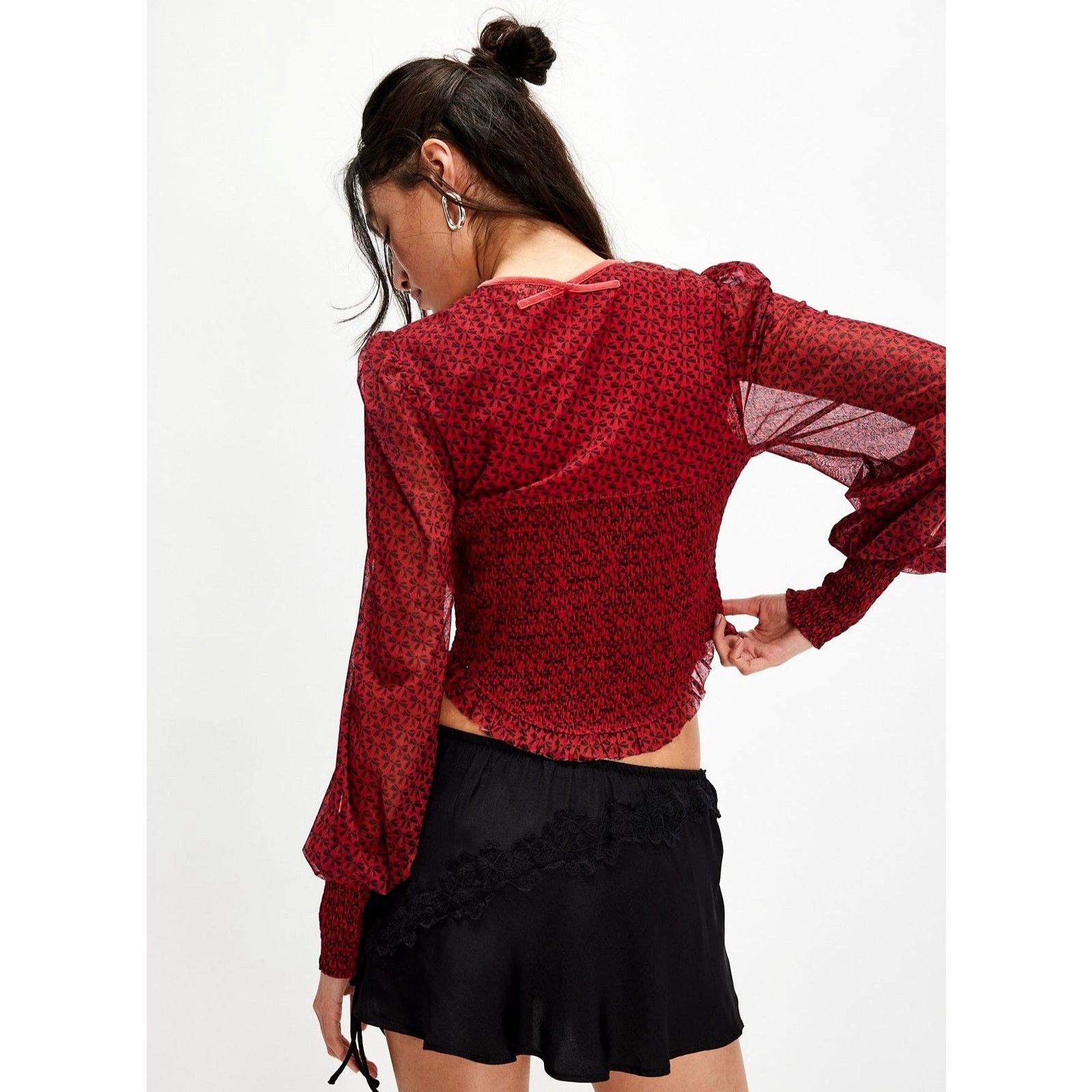 Free People Free People Dottie Printed Long Sleeve Knit Top Salsa XL Size XL / US 12-14 / IT 48-50 - 4 Thumbnail