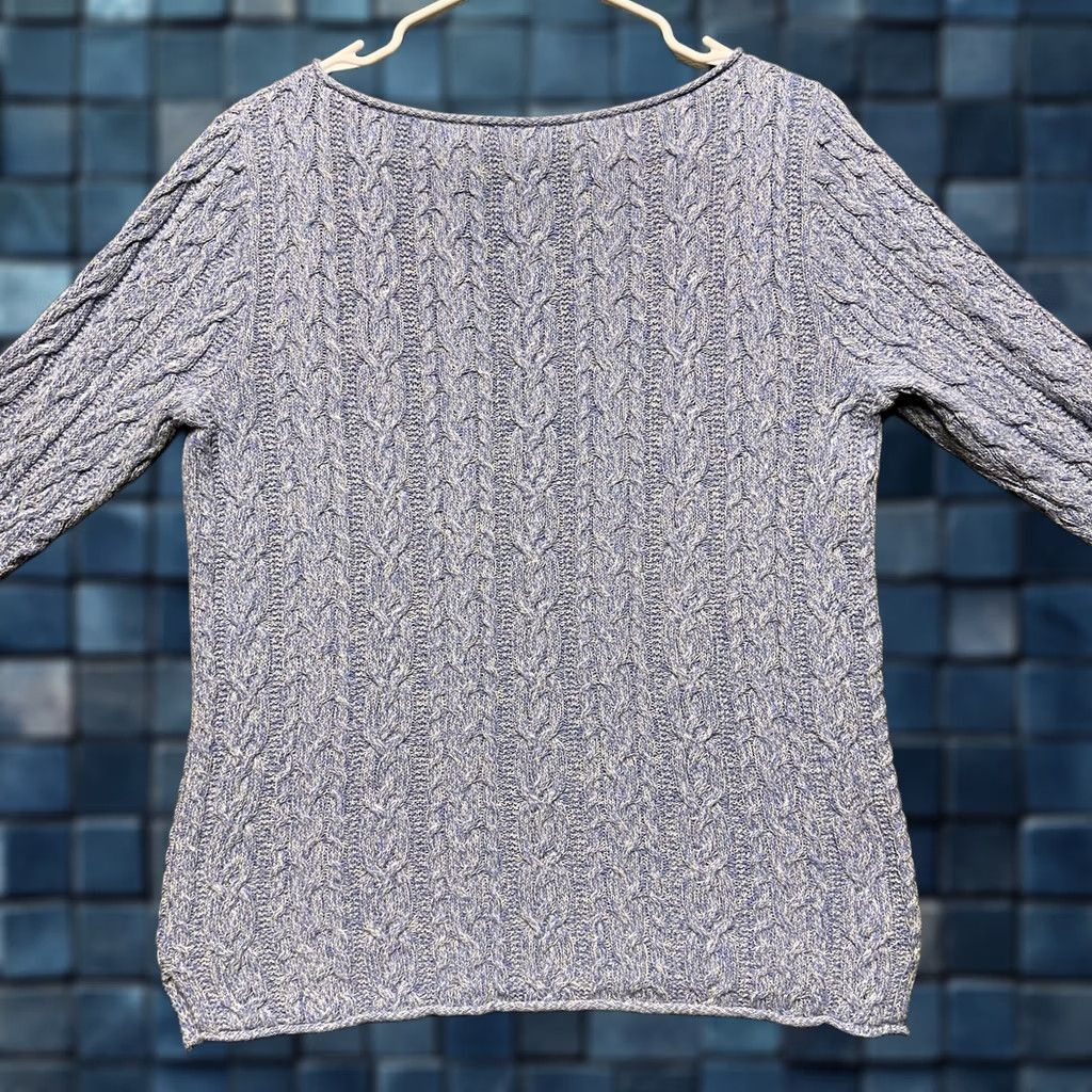 Ralph Lauren VINTAGE Ralph Lauren Sweater Womens Large Blue Cable Knit Roll Neck Cotton LRL Size L / US 10 / IT 46 - 1 Thumbnail