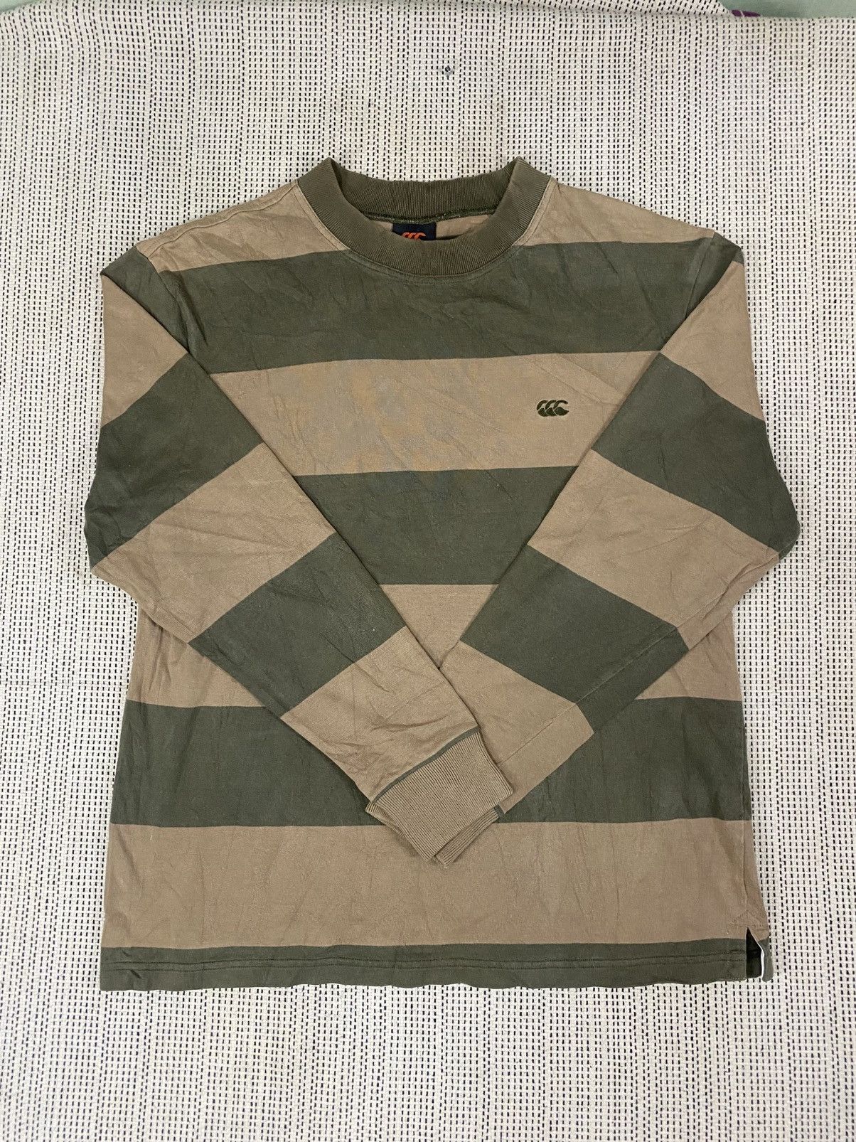 Canterbury of New Zealand Canterbury | Olive Brown Striped Long Sleeve T-Shirt Size US L / EU 52-54 / 3 - 2 Thumbnail