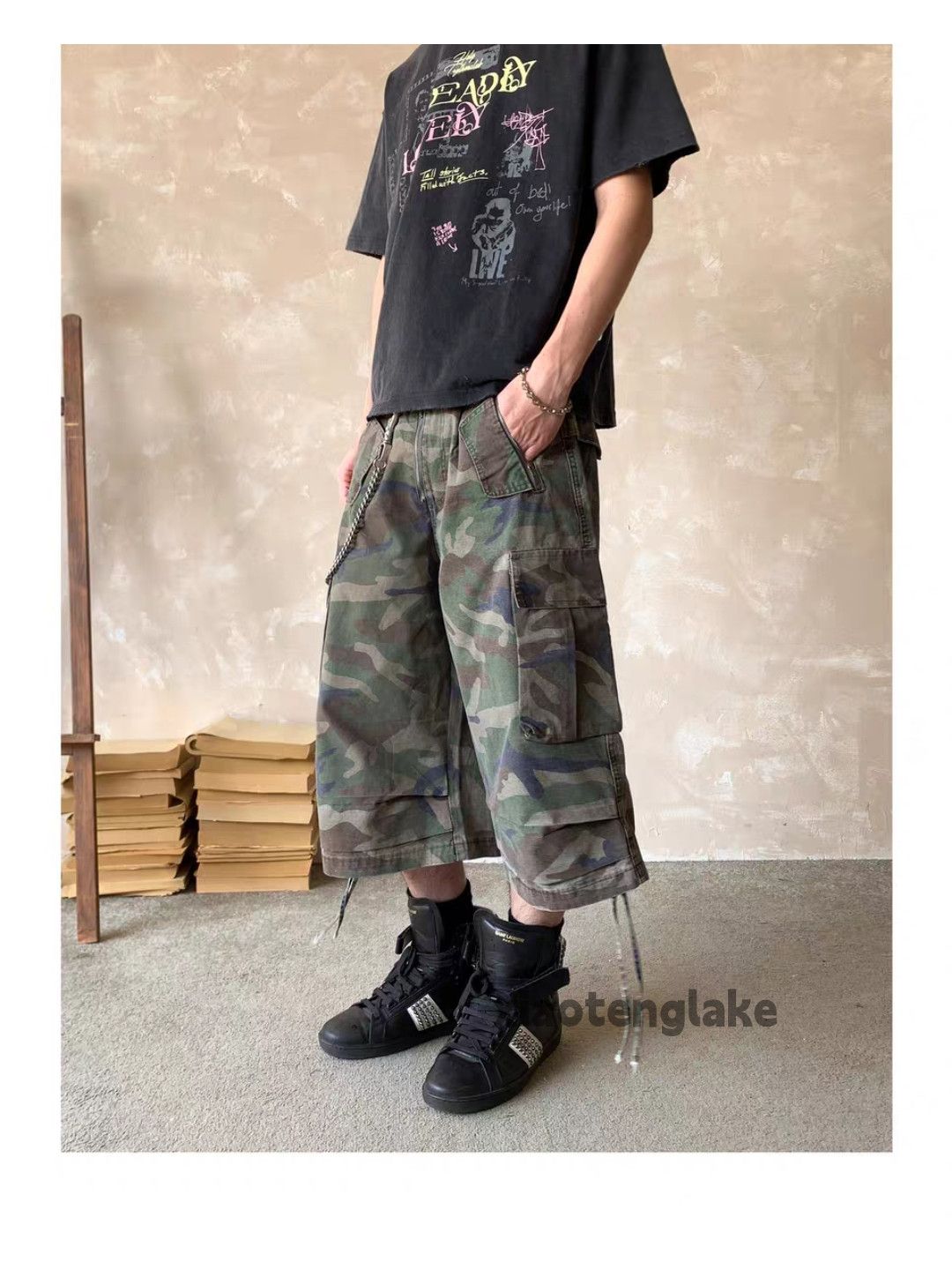 Vintage xtl vale carhartt style Military pleated cargo camo shorts Size US 32 / EU 48 - 4 Thumbnail