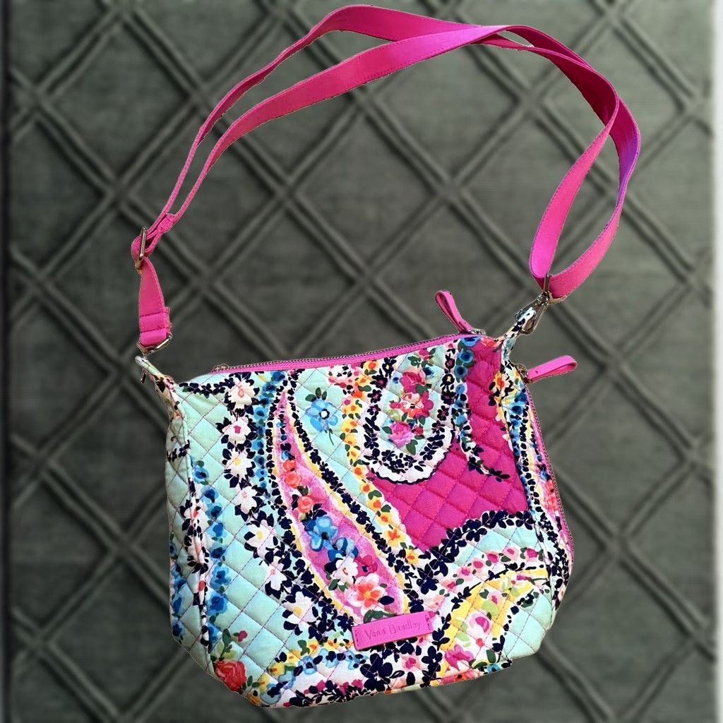 Vera Bradley Vera Bradley Carson Wildflower Paisley Crossbody Purse Pink Blue Colorful Pretty Women Medium Tote Size ONE SIZE - 1 Thumbnail