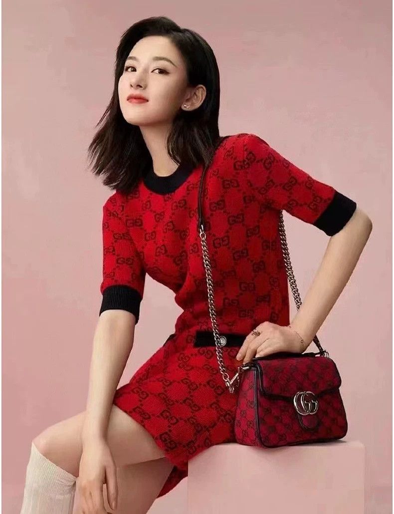 Gucci Gucci Double G jacquard red short-sleeved knitted dress Size S / US 4 / IT 40 - 7 Thumbnail