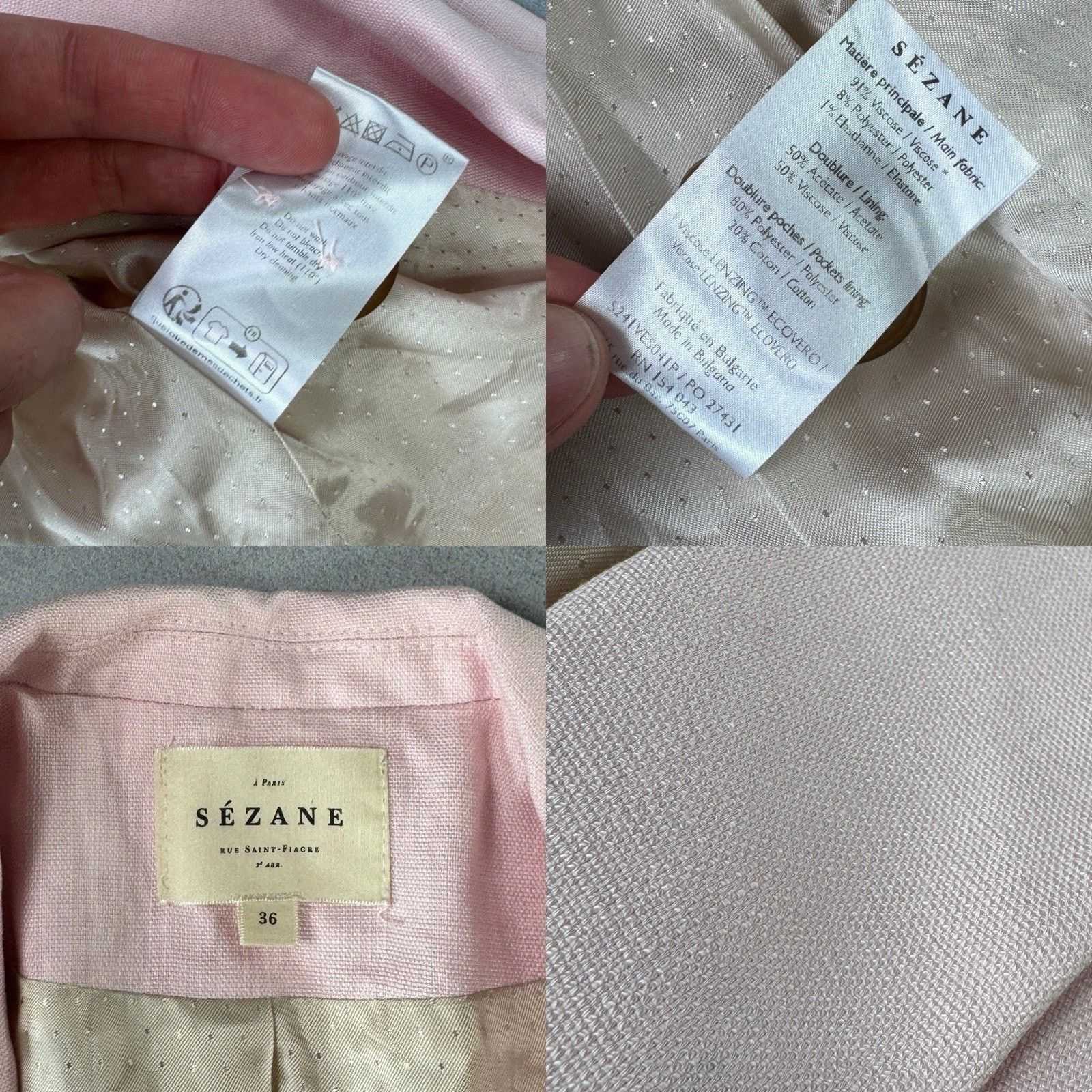 Sezane Sezane Paris Pink Double-Breasted Blazer Jacket Women's Size XS / US 0-2 / IT 36-38 - 24 Thumbnail