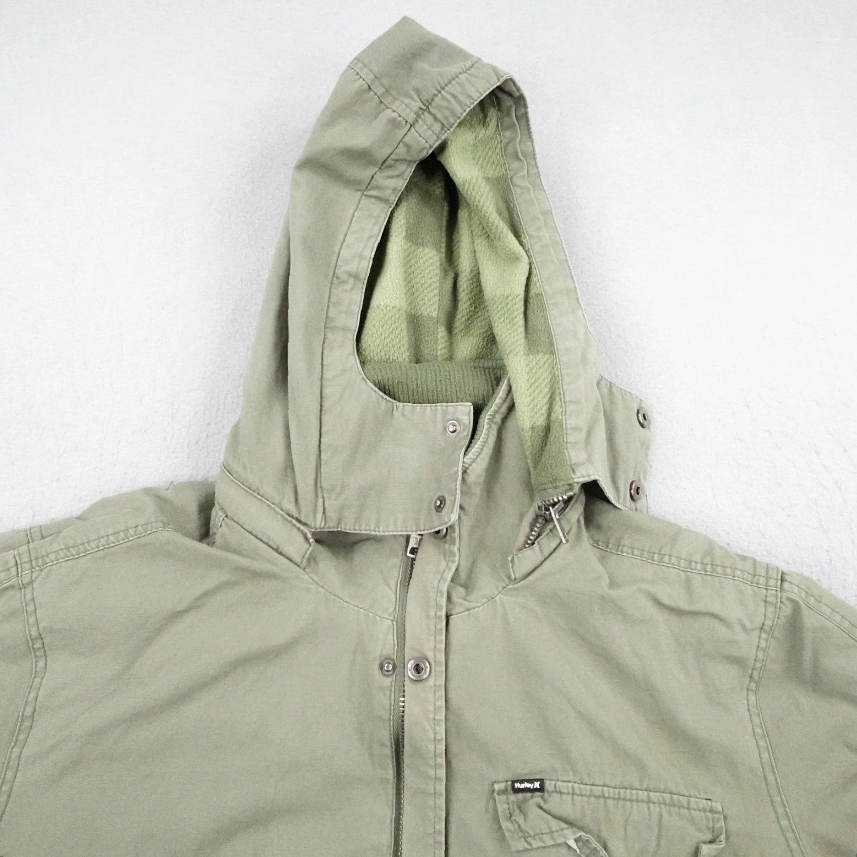 Hurley Hurley Jacket Mens Large Green Fleece Lined Field Coat Full Zip Up Canvas Coat Size US L / EU 52-54 / 3 - 2 Thumbnail