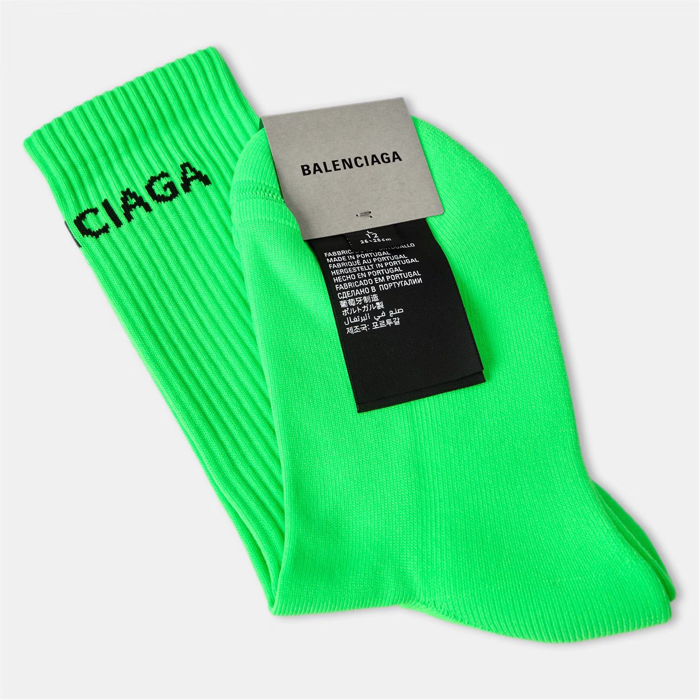 Balenciaga o1g2r1mq0226 Size: XL / Ribbed Crew Socks In Green Size ONE SIZE - 2 Thumbnail