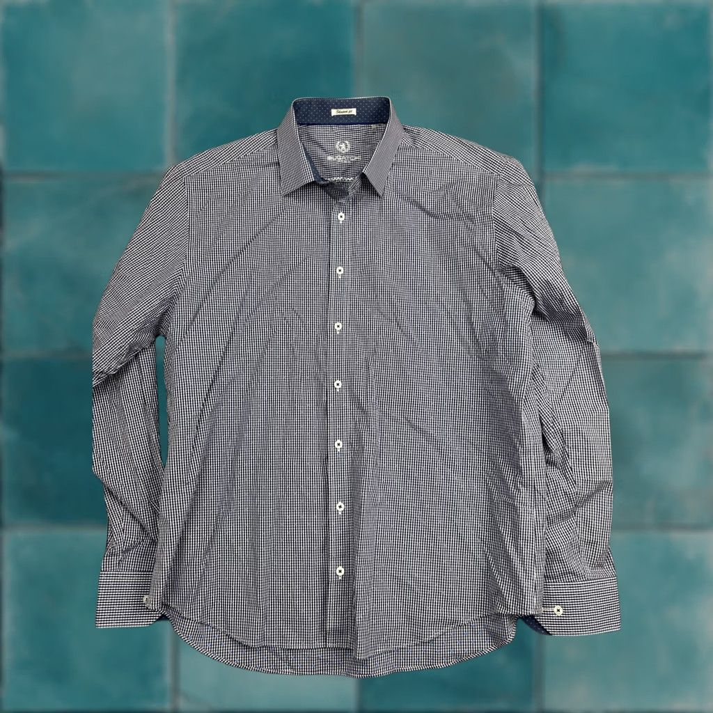 BUGATCHI Bugatchi Shirt Mens 2XL Blue Check Long Sleeve Button Front Cotton Casual Size US XXL / EU 58 / 5 - 1 Thumbnail