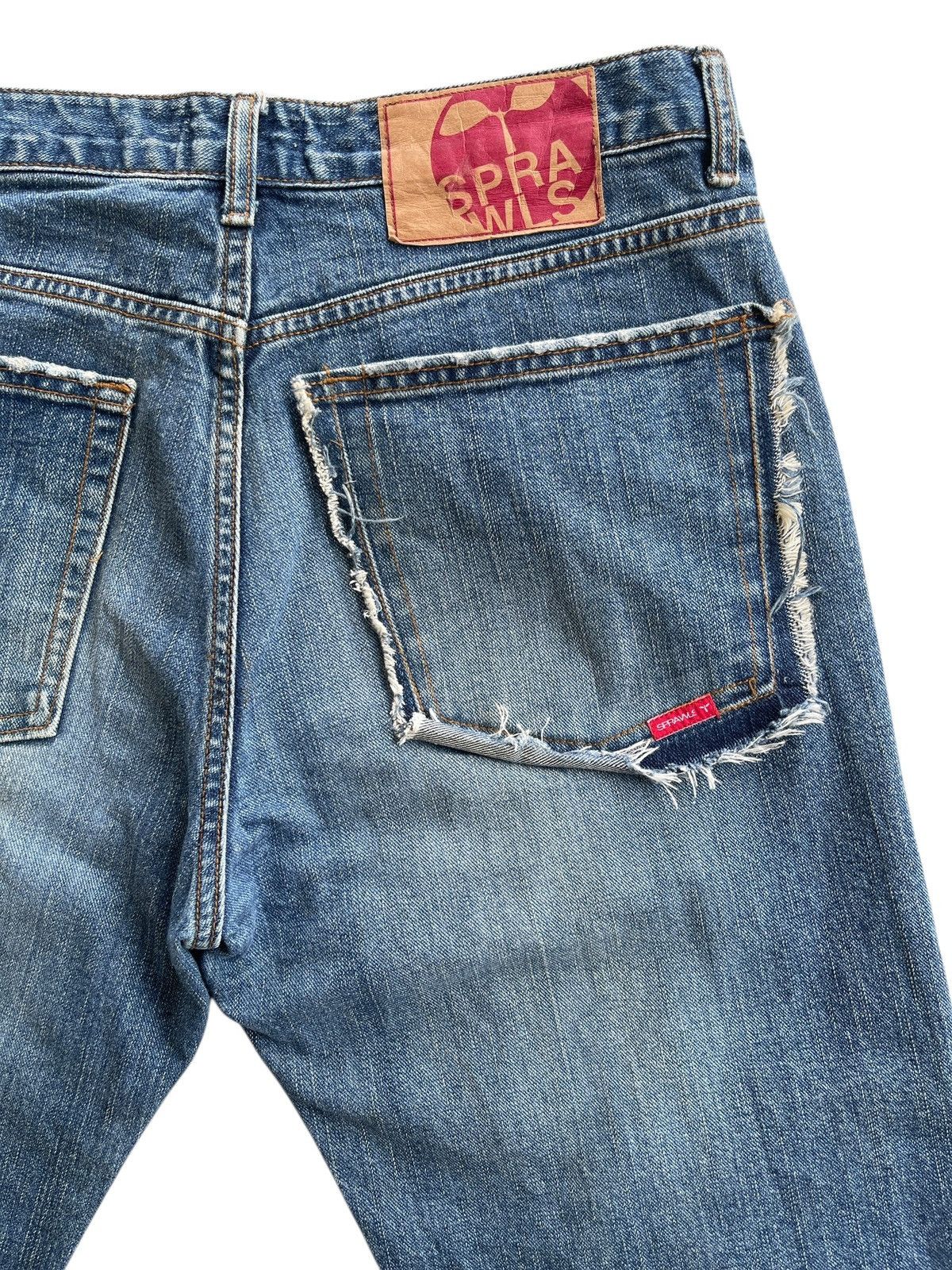 Japanese Brand Joge Martin X Sprawls Distressed Streetwear Denim Size US 33 - 8 Thumbnail