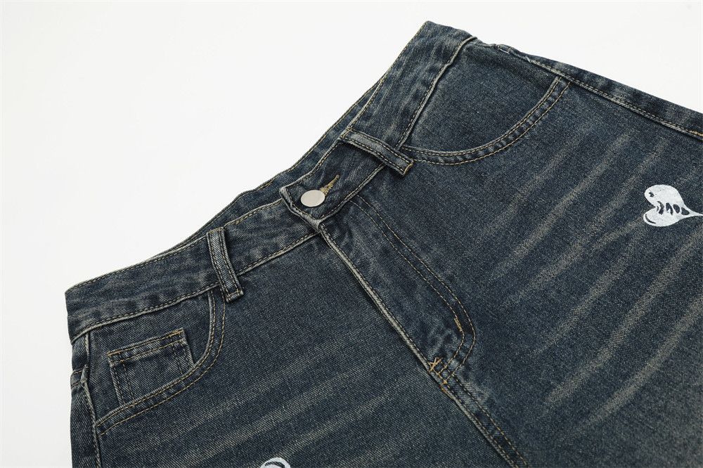 Jean Men's loose washed tie-dye punk scimitar jeans Size US 33 - 3 Thumbnail