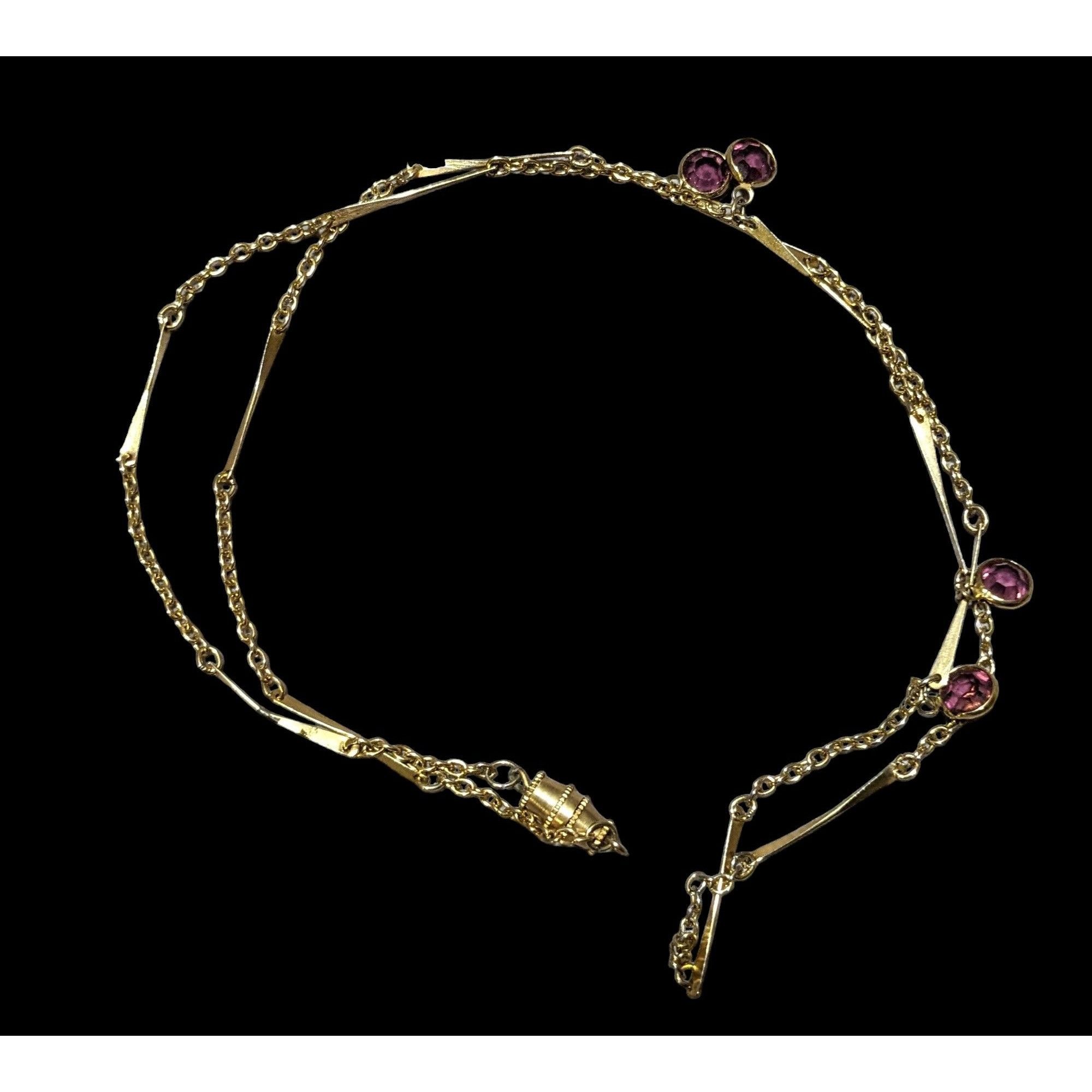 Other Abstract Gold Chain Necklace With Purple Gems Size ONE SIZE - 1 Thumbnail