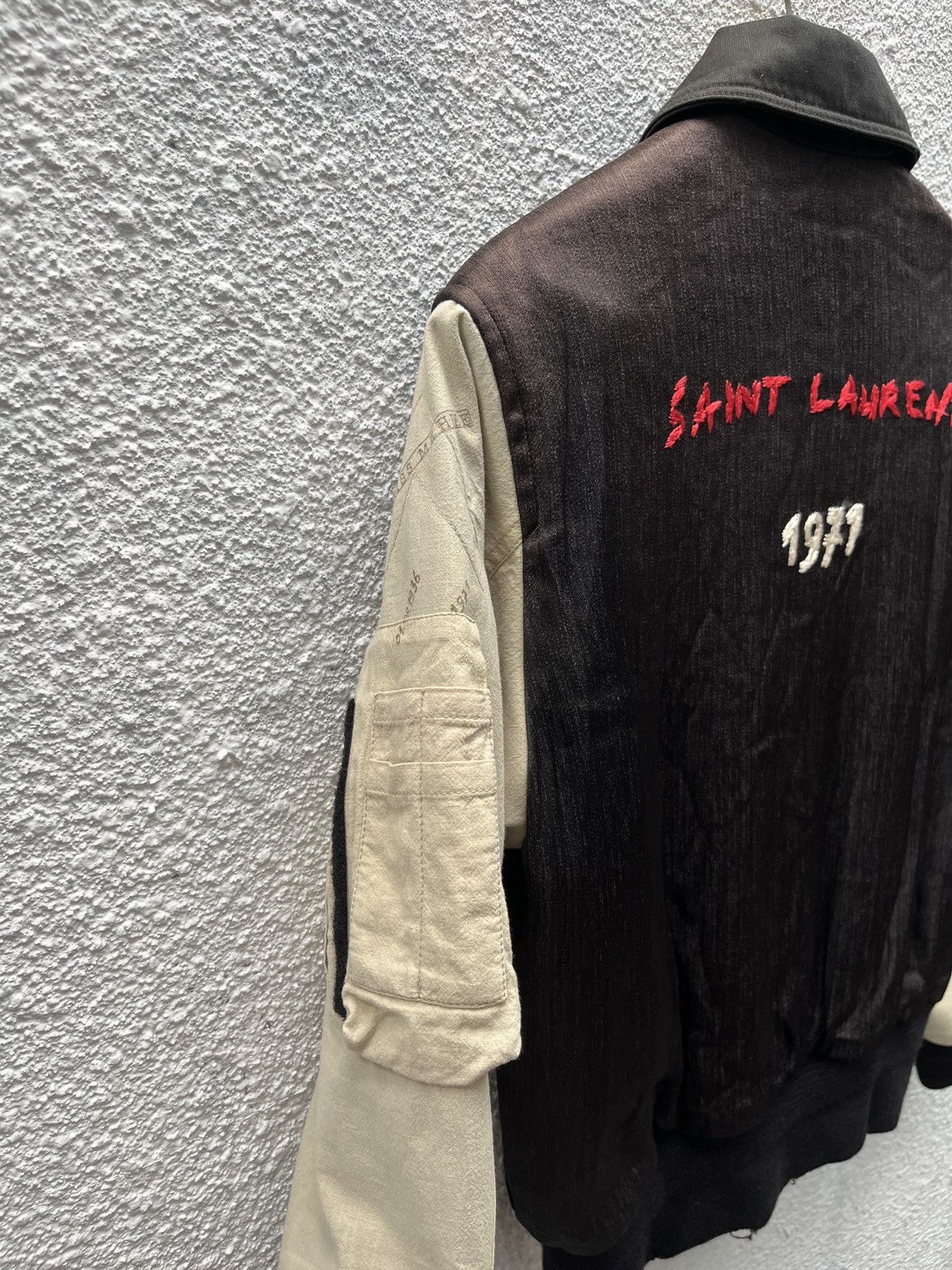 Saint Laurent Paris FW 2017 SLP Embroidered Distressed Bomber Jacket Size US S / EU 44-46 / 1 - 21 Thumbnail