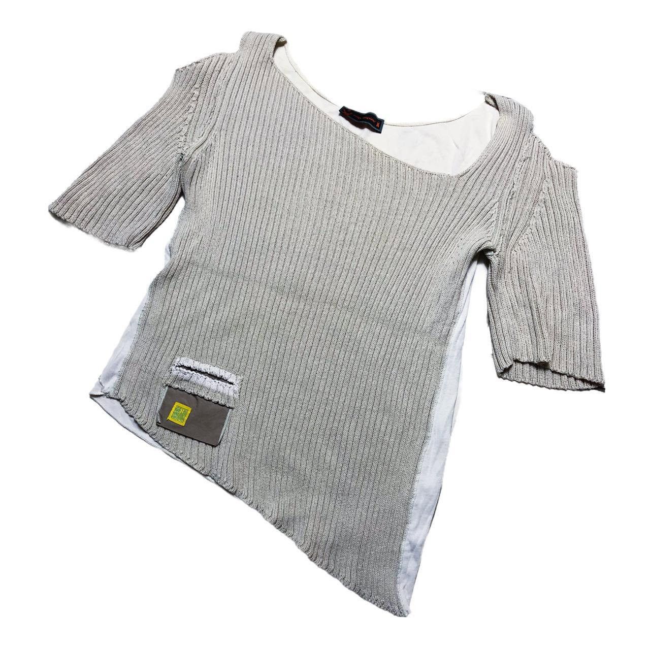 Cop Copine The Cop Copine Ribbed Asymmetrical Sweater Beige Size ONE SIZE - 3 Thumbnail