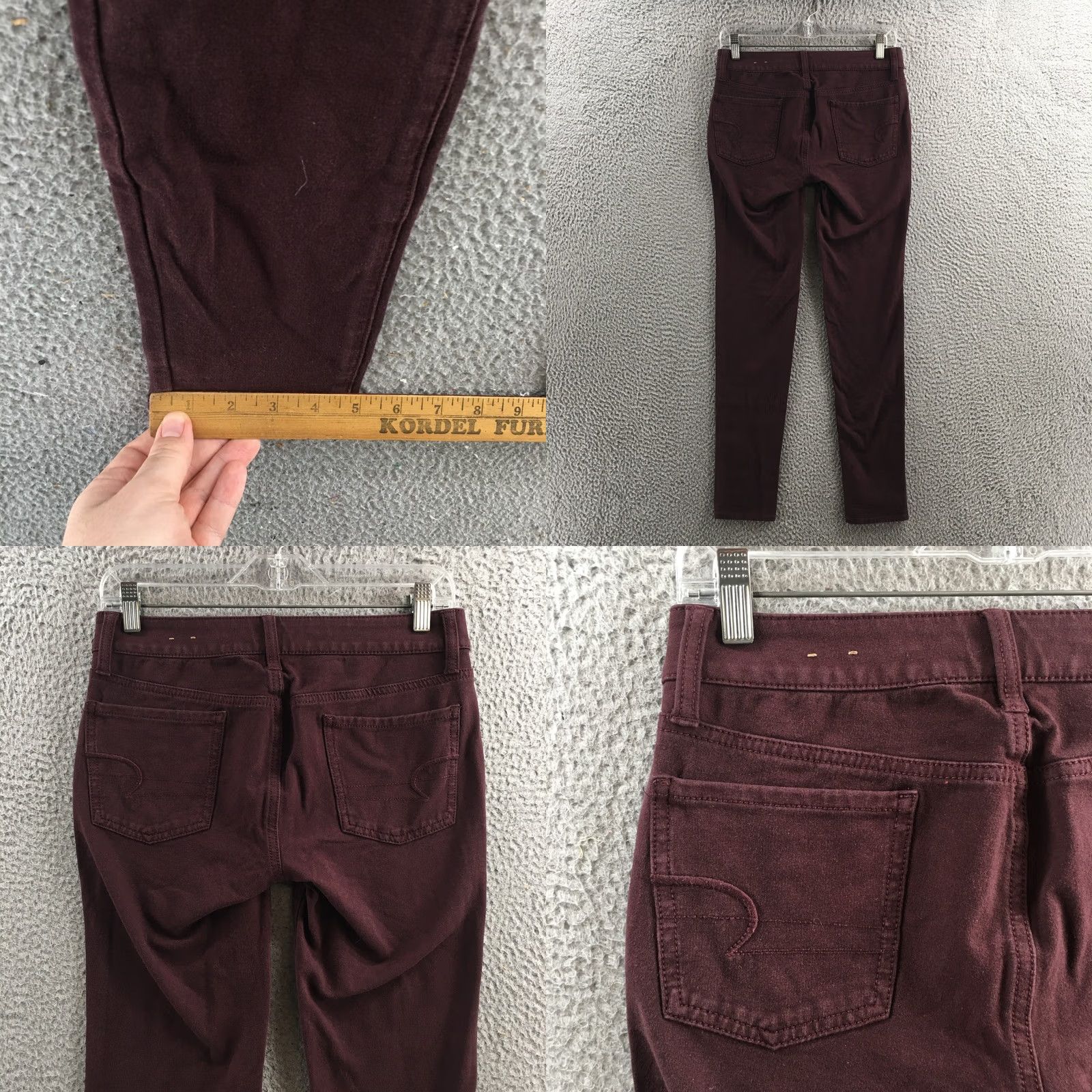 American Eagle Outfitters American Eagle Outfitters Jegging Pants Womens 4 Burgundy Cotton Blend Zip Fly Skinny Pants Boys Womens? Size 27" / US 4 / IT 40 - 9 Thumbnail