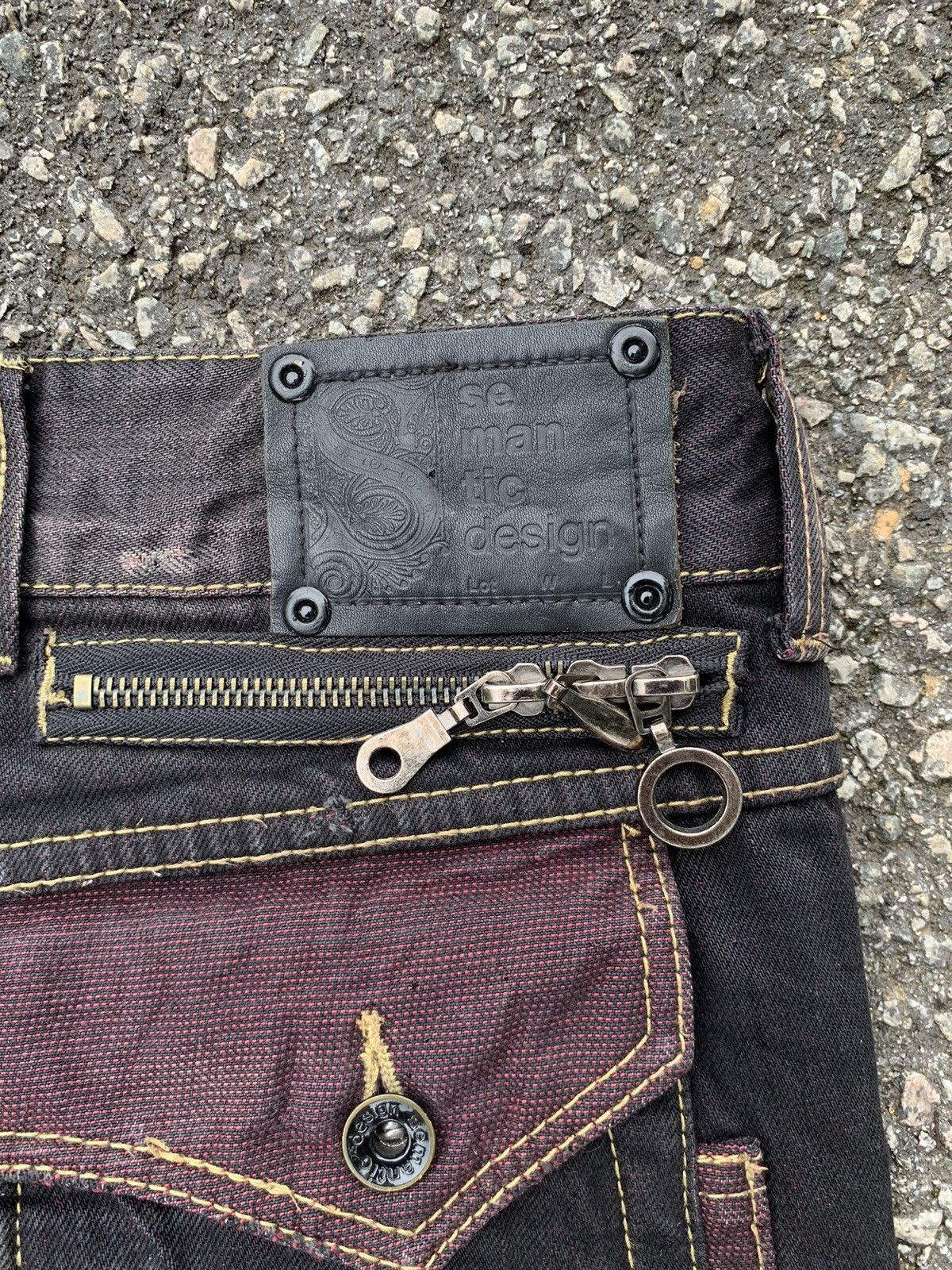 If Six Was Nine FLARE💥 SEMANTIC DESIGN PUNK STYLE MUDMAX DISTRESSED DENIM🎌☠️ Size US 31 - 14 Thumbnail