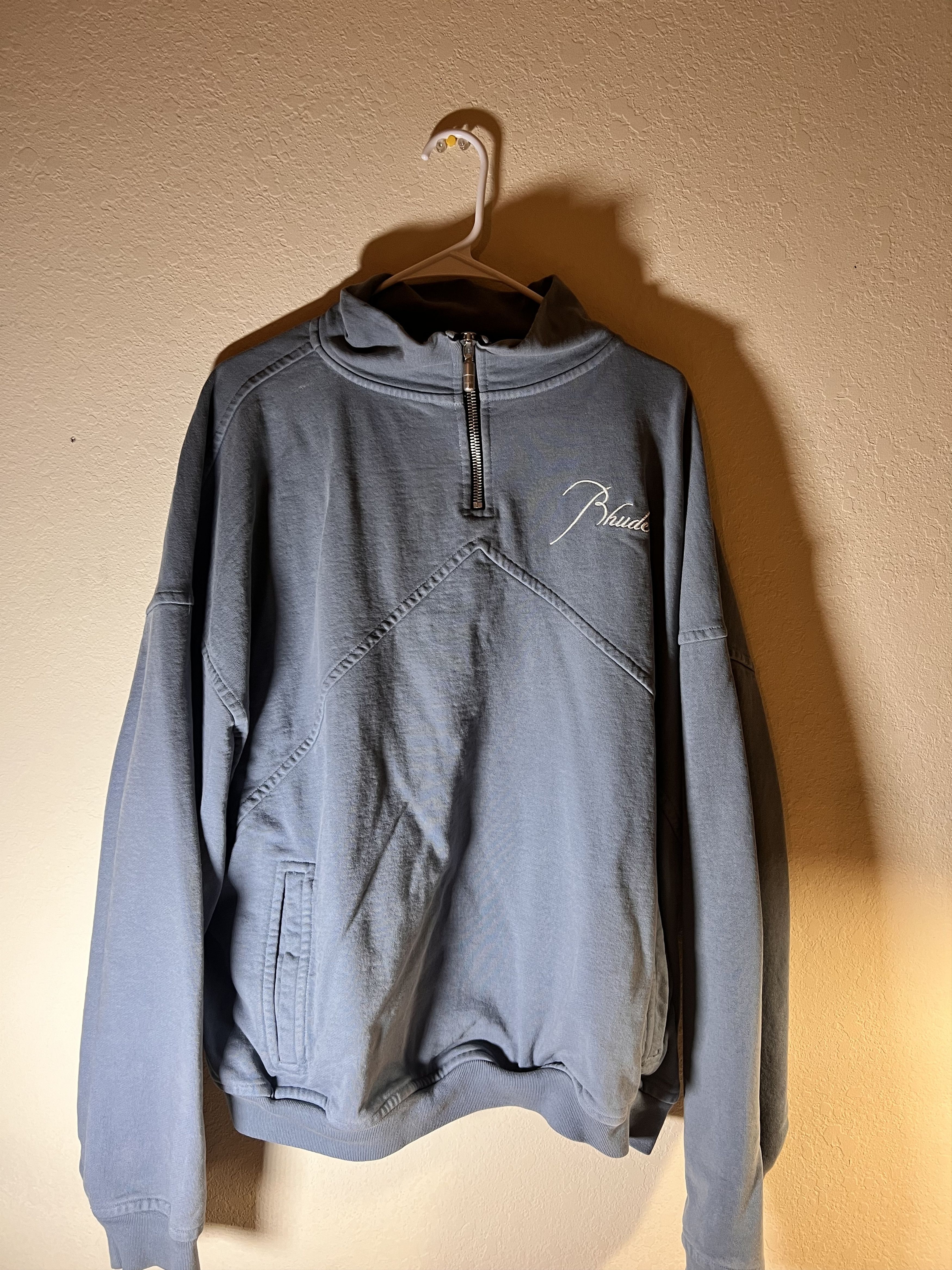 Rhude Rhude Men's US L Embroidered Quarter Zip Sweater Blue Size US L / EU 52-54 / 3 - 1 Thumbnail