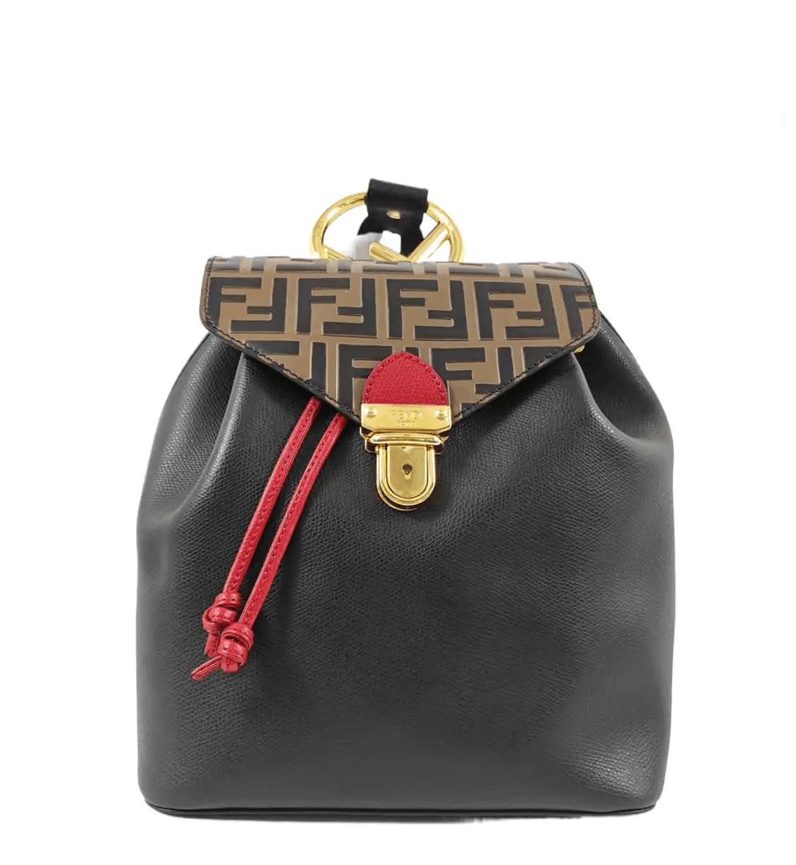 Fendi FENDI black cowhide leather doubleF backpack gold hardware Size ONE SIZE - 1 Thumbnail